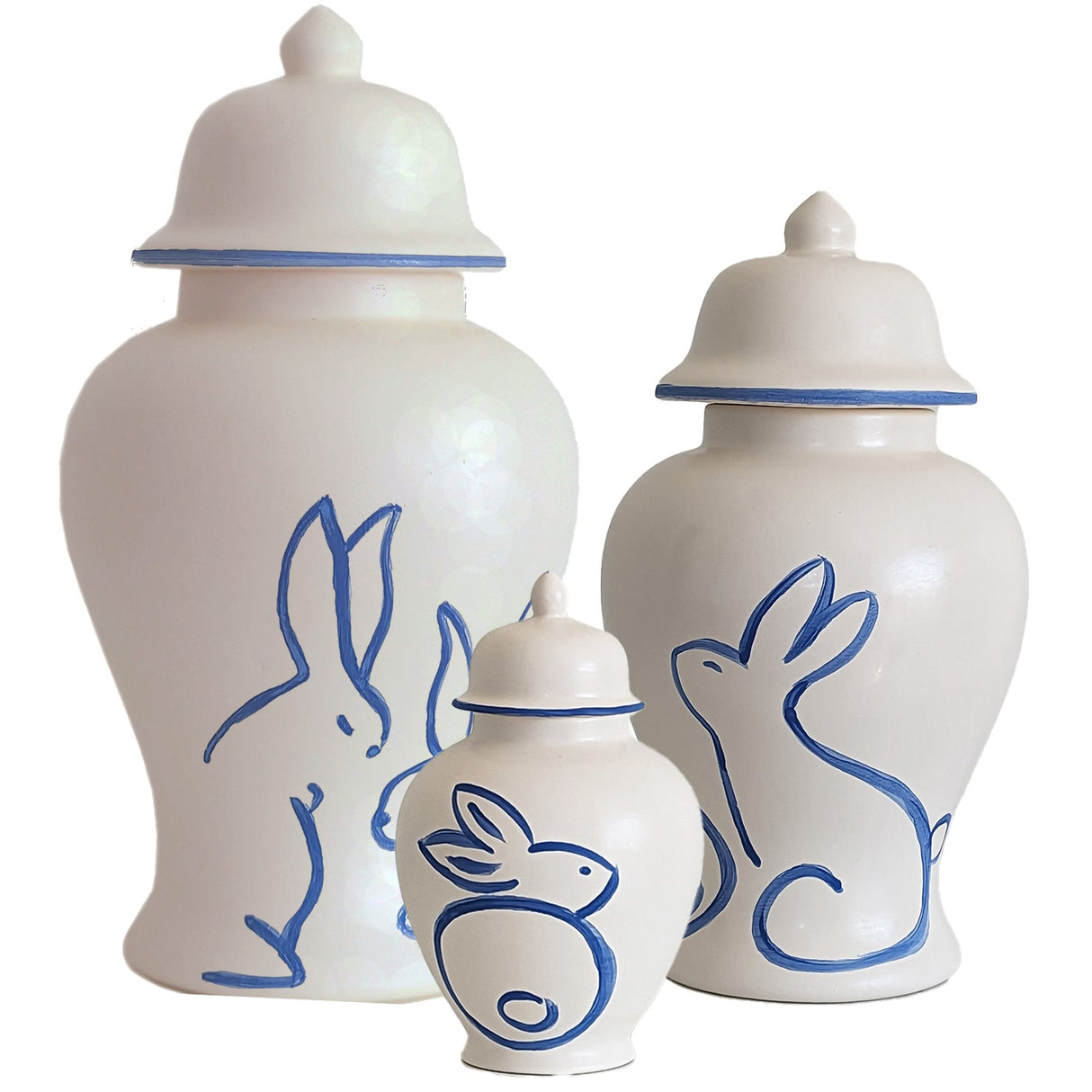 Brushstroke Bunnies Ginger Jars in 4 Colors | Wholesale