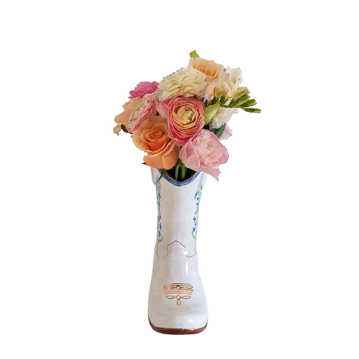 Lo Home x Petite Paloma Cowgirl Boot Vase- Quinn Bluebonnets