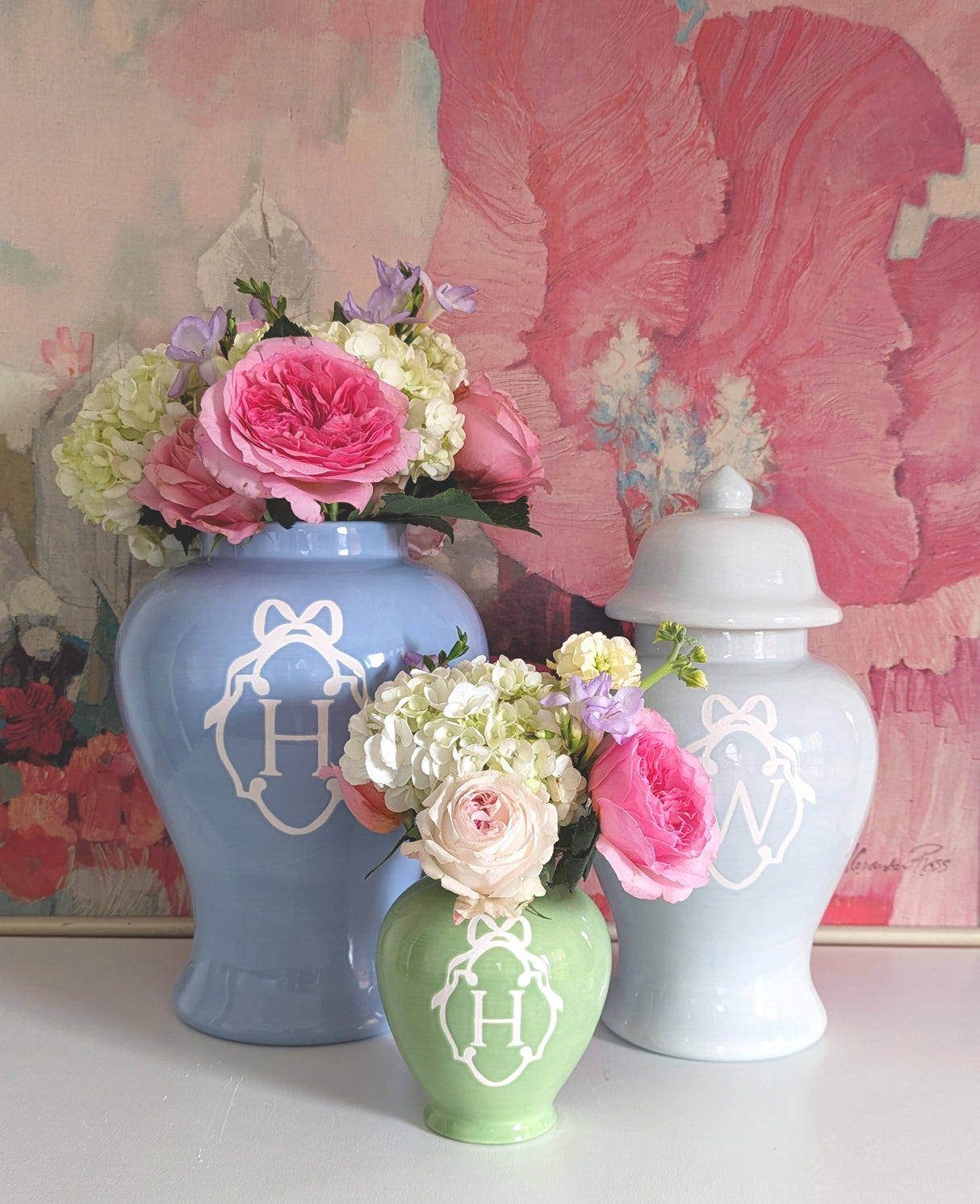 Bow Monogram Ginger Jars in 18 Colors | Wholesale