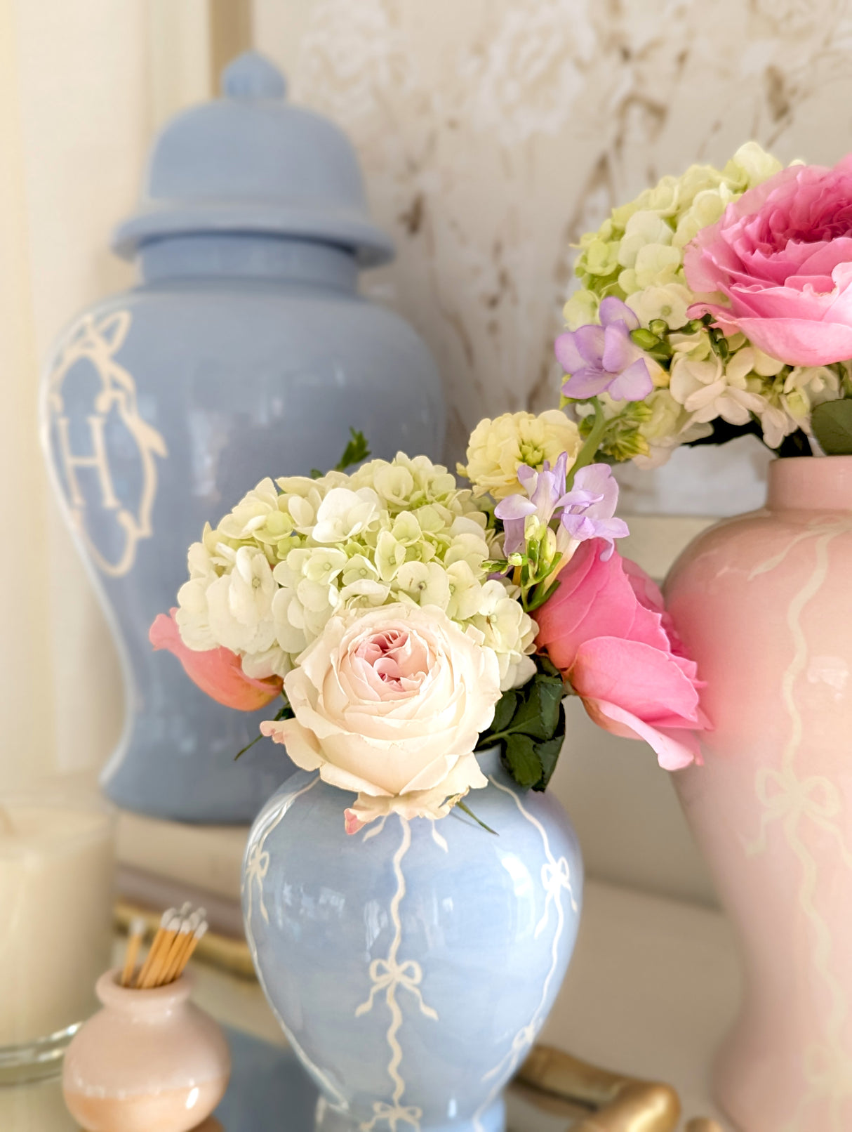 Bow Stripe Ginger Jars in 18 Colors | Wholesale