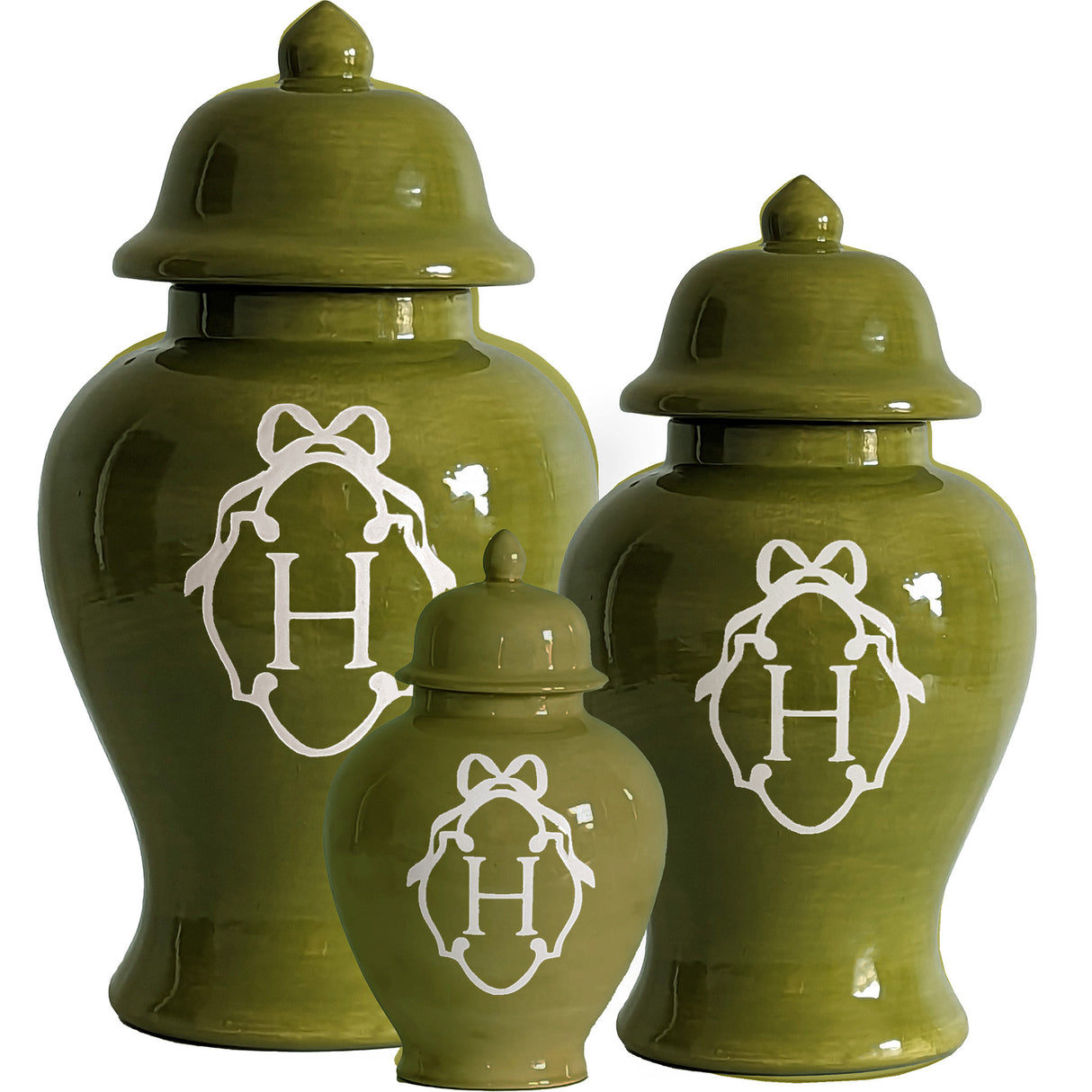 Bow Monogram Ginger Jars in 18 Colors | Wholesale