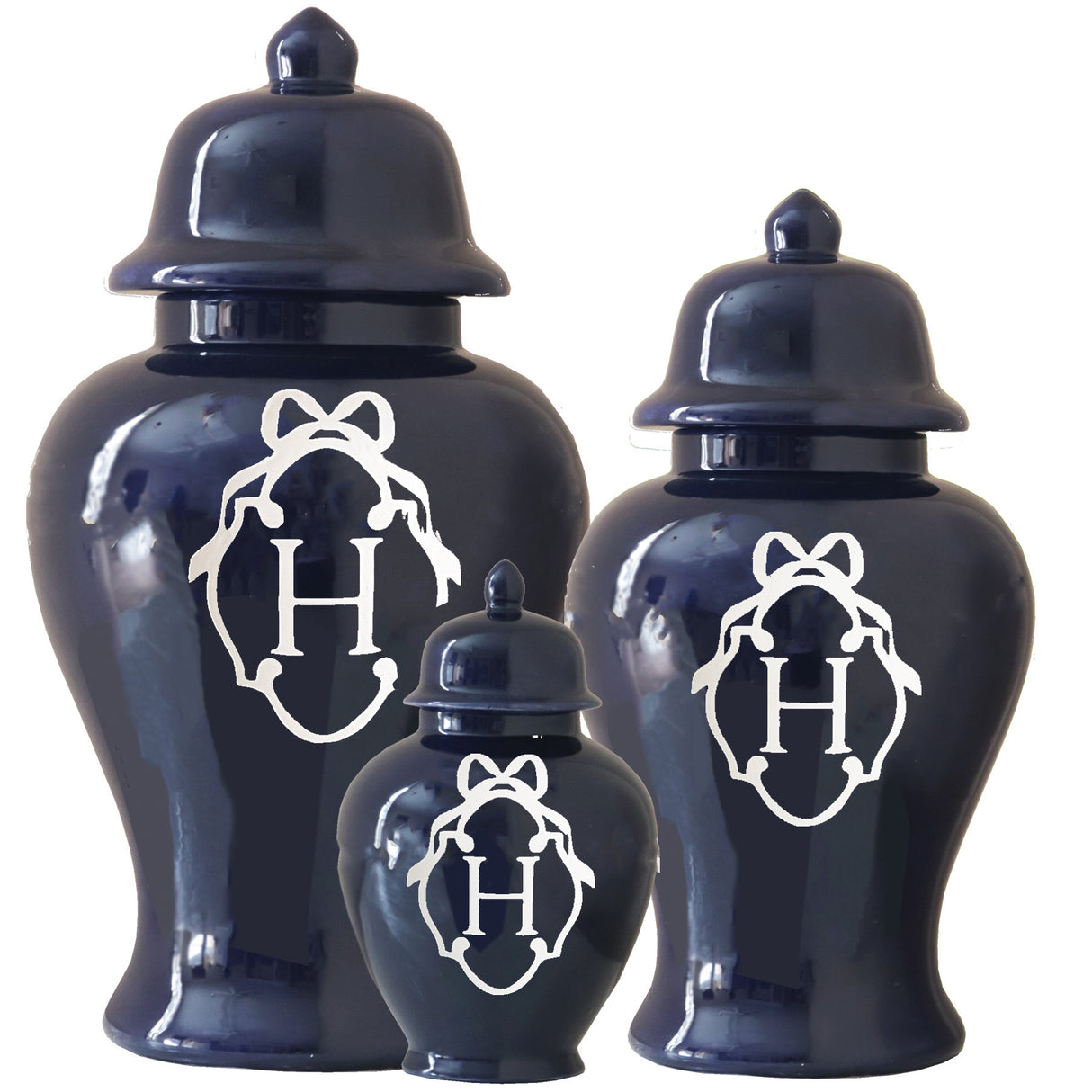 Bow Monogram Ginger Jars in 18 Colors | Wholesale