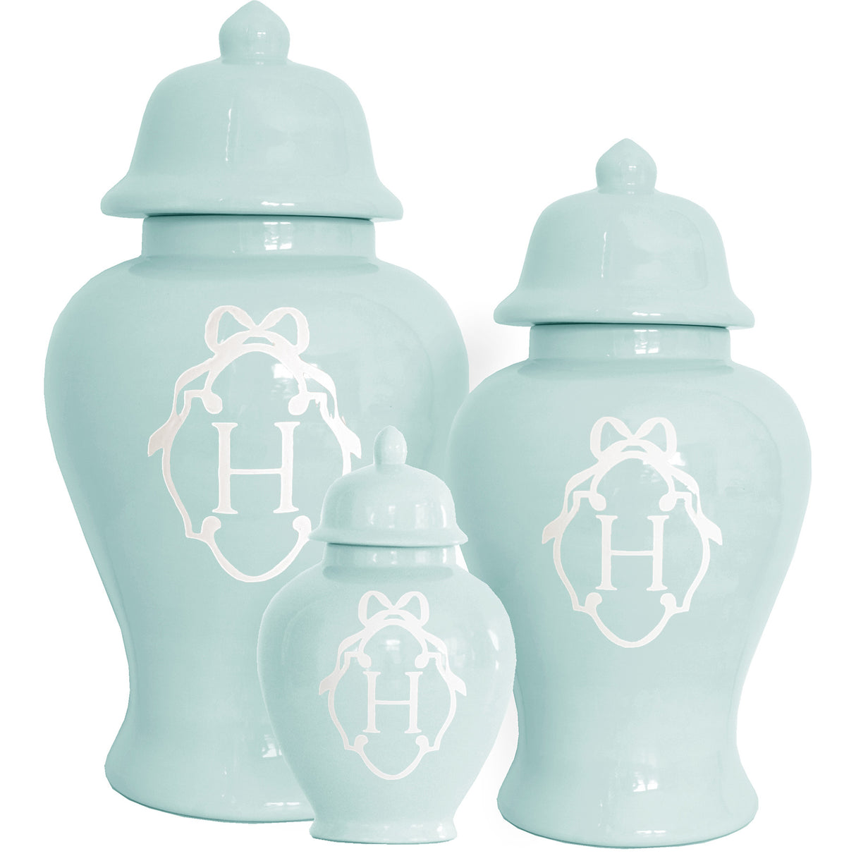 Bow Monogram Ginger Jars in 18 Colors | Wholesale