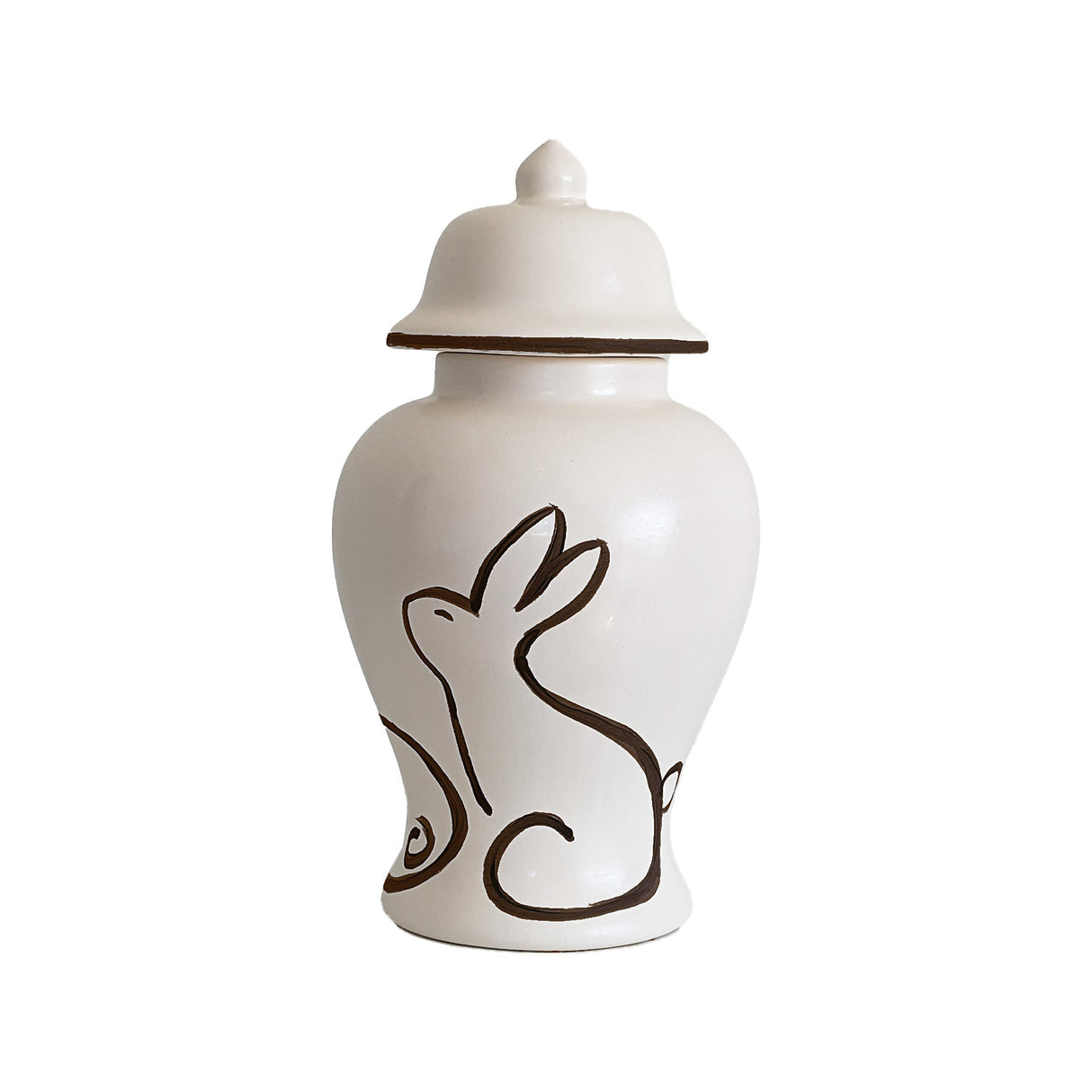 Brushstroke Bunnies Ginger Jars in Brown