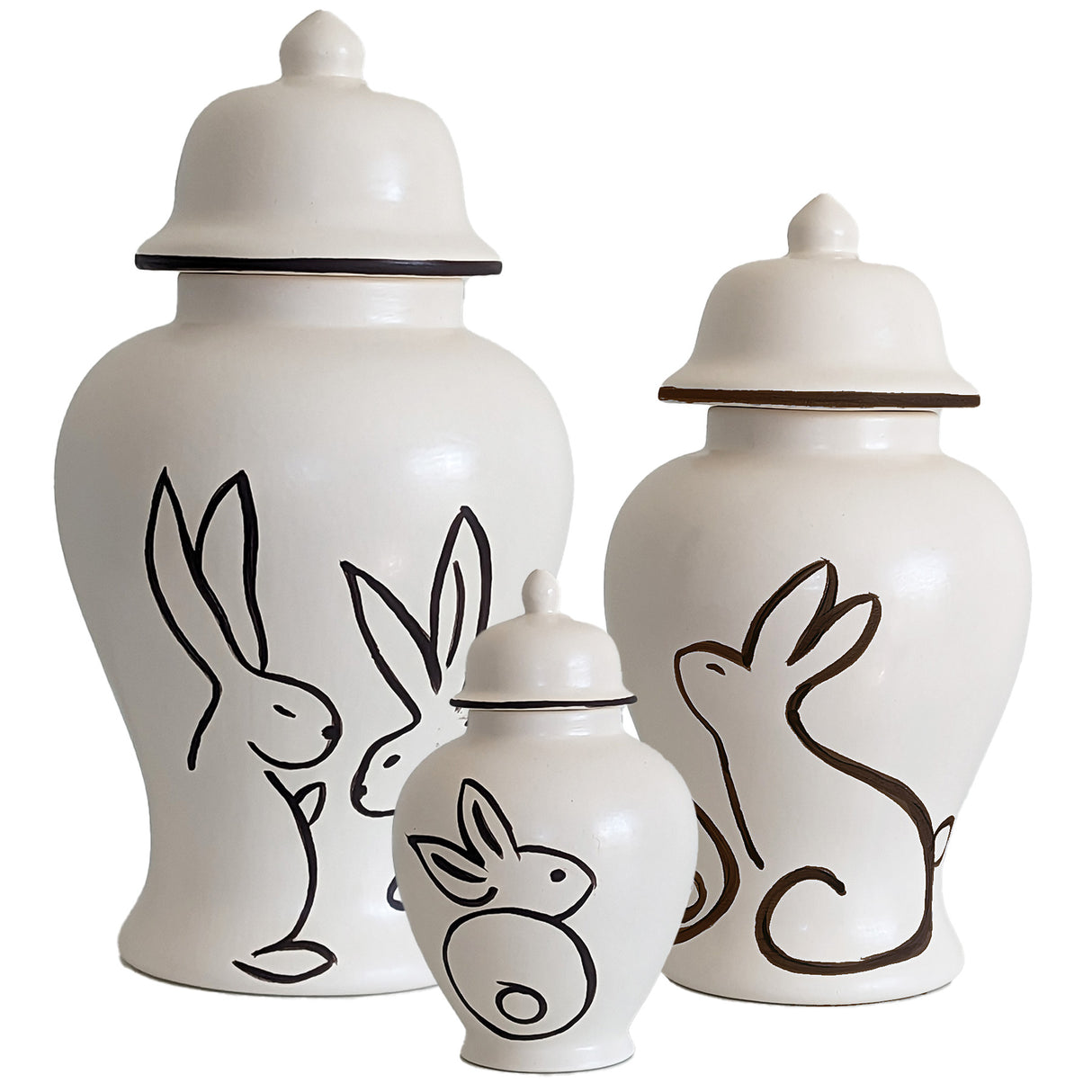 Brushstroke Bunnies Ginger Jars in 4 Colors | Wholesale