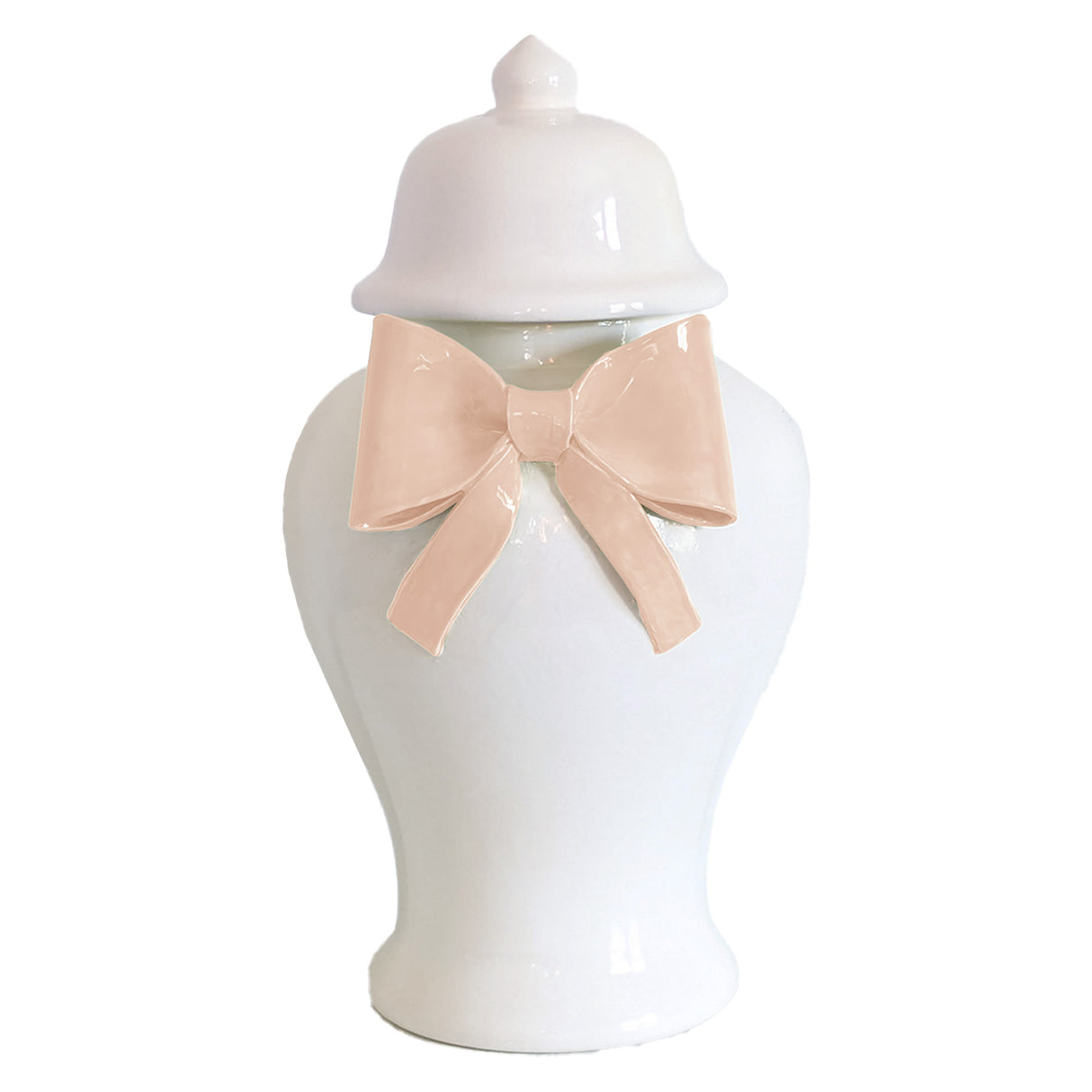Ginger Jars with Sculpted Ceramic Bow in Blush