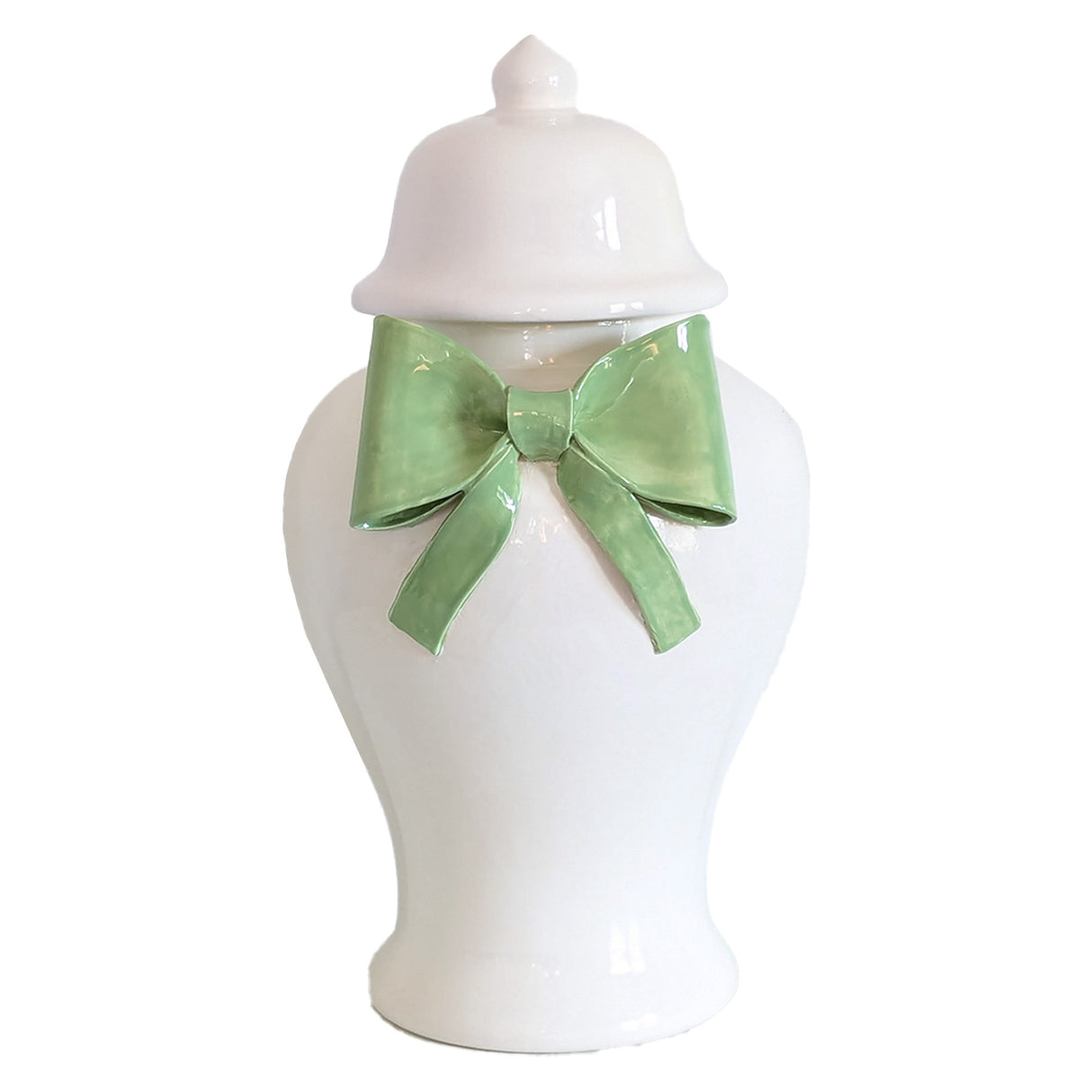 Ginger Jars with Sculpted Ceramic Bow in Cabbage Patch