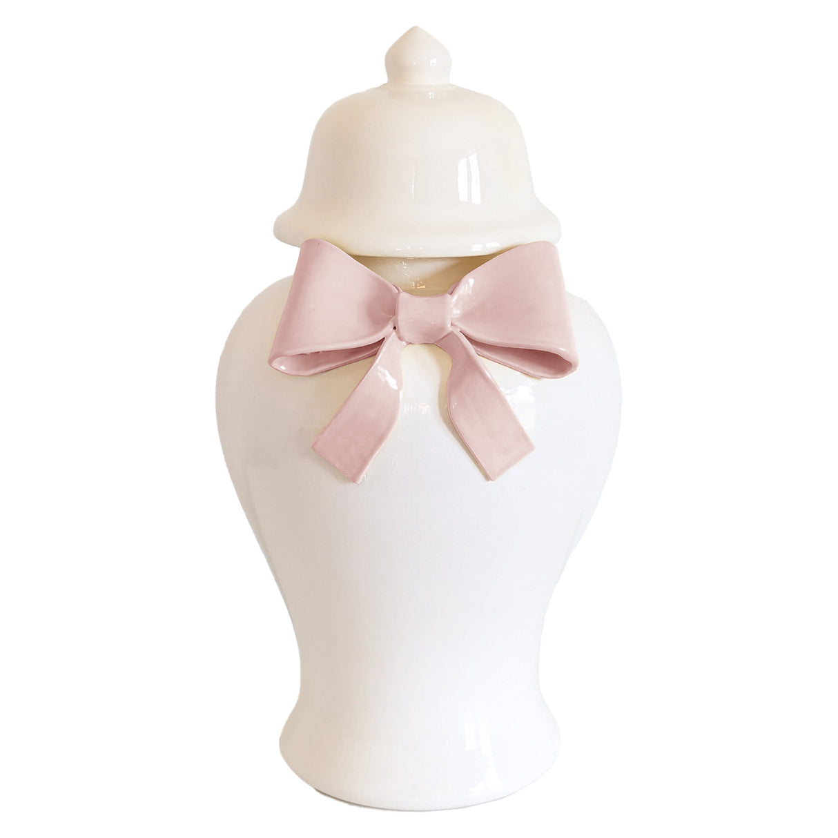 Ginger Jars with Sculpted Ceramic Bow in Cherry Blossom
