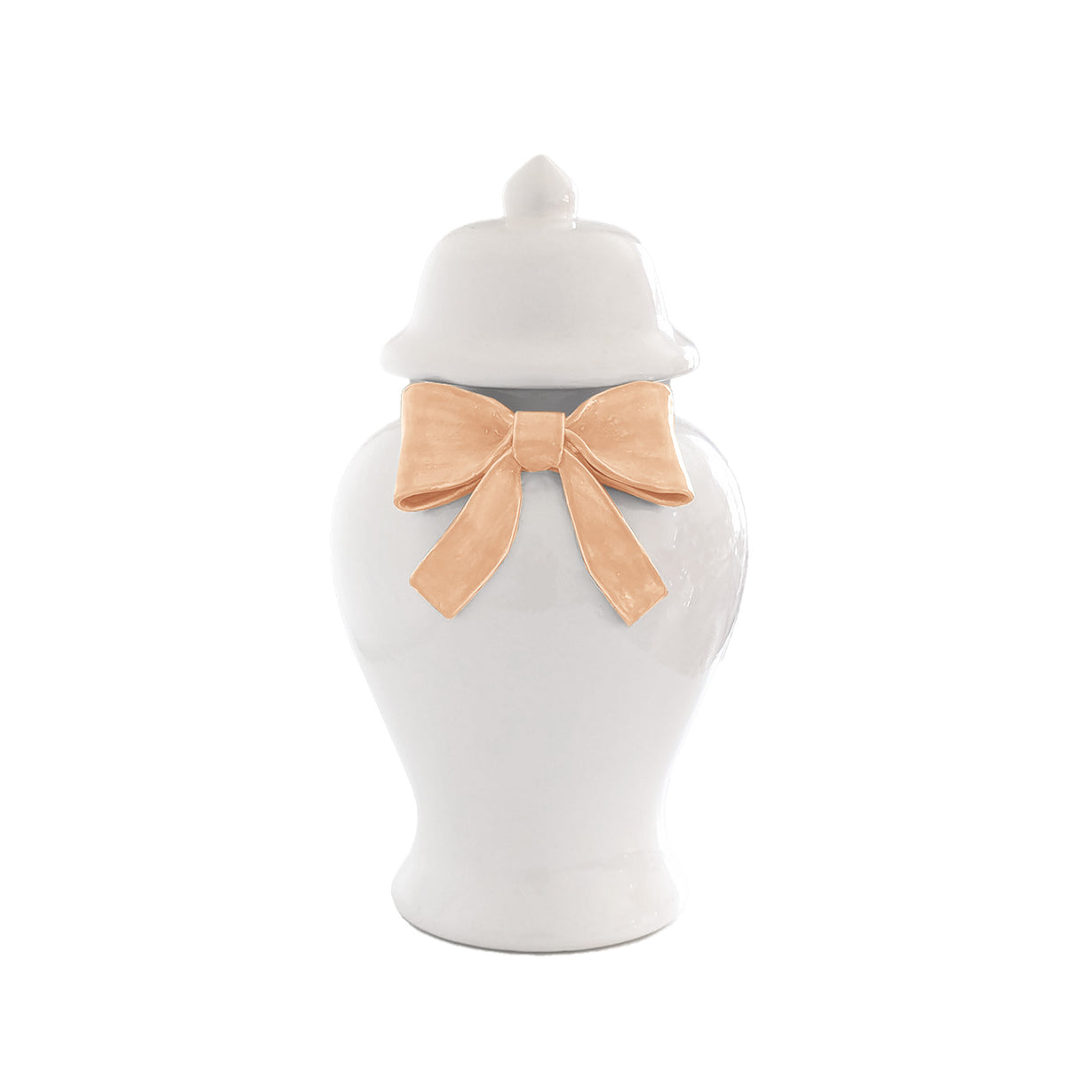 Ginger Jars with Sculpted Ceramic Bow in Coral