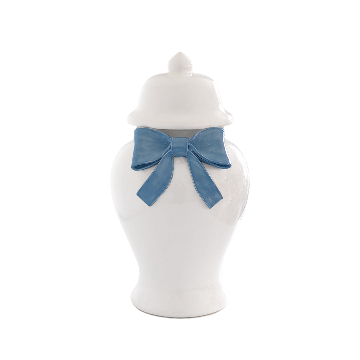 Ginger Jars with Sculpted Ceramic Bow in French Blue