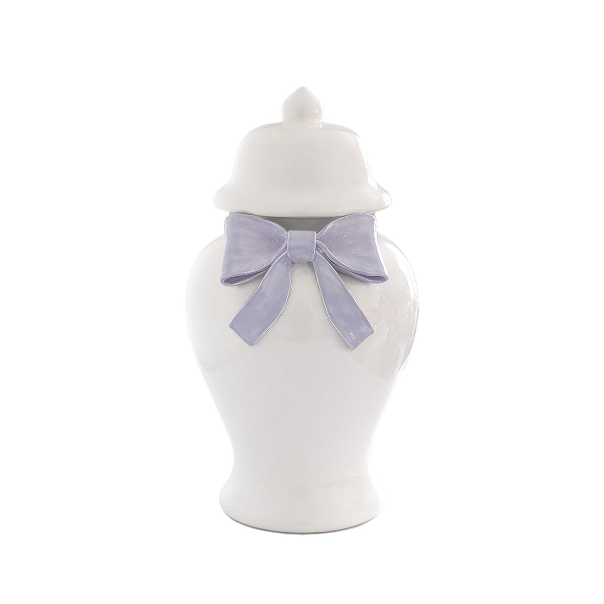 Ginger Jars with Sculpted Ceramic Bow in Light Lavender