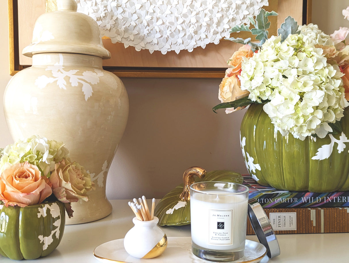 Chinoiserie Pumpkin Jars with 22K Gold Accents in 13 Colors | Wholesale