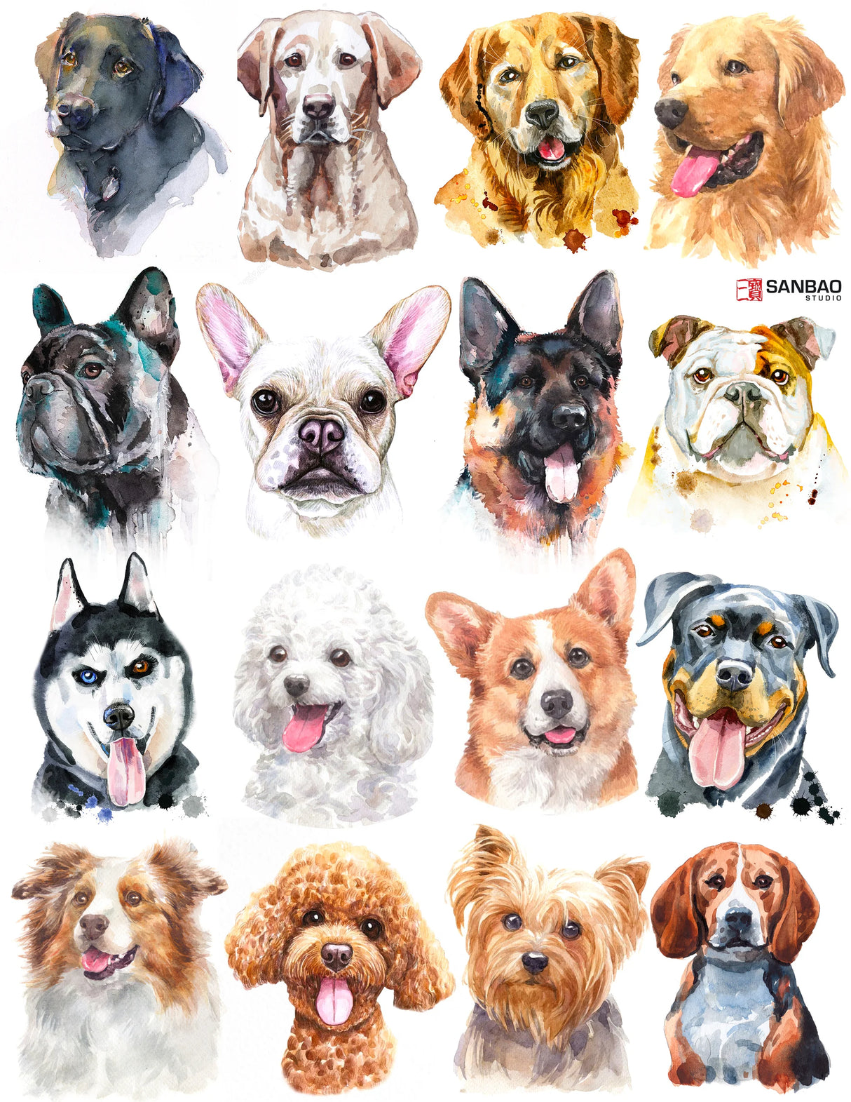 Dog Overglaze Decal Sheet