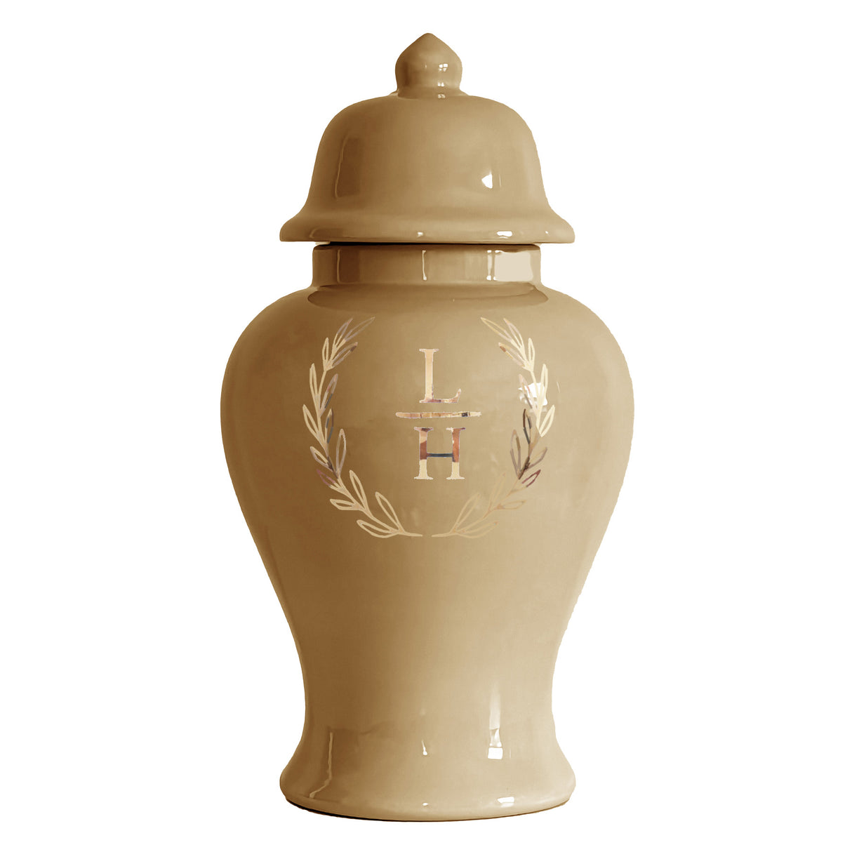 Laurel Wreath Monogram Ginger Jars in 17 Colors | Wholesale