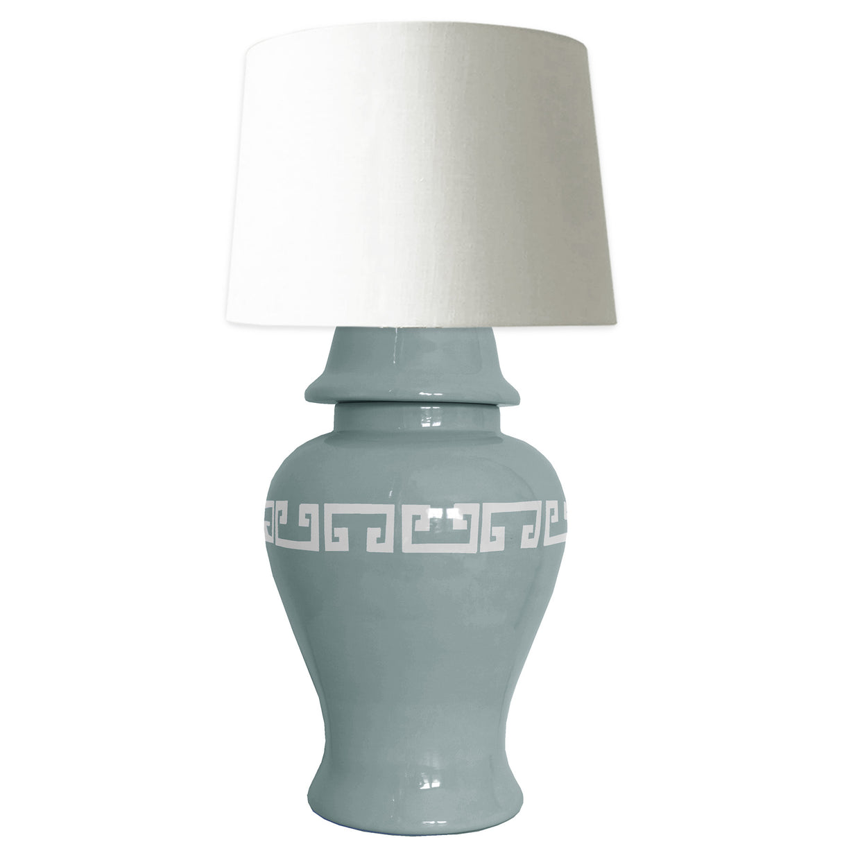 Lamb's Ear Greek Key Ginger Jar Lamp