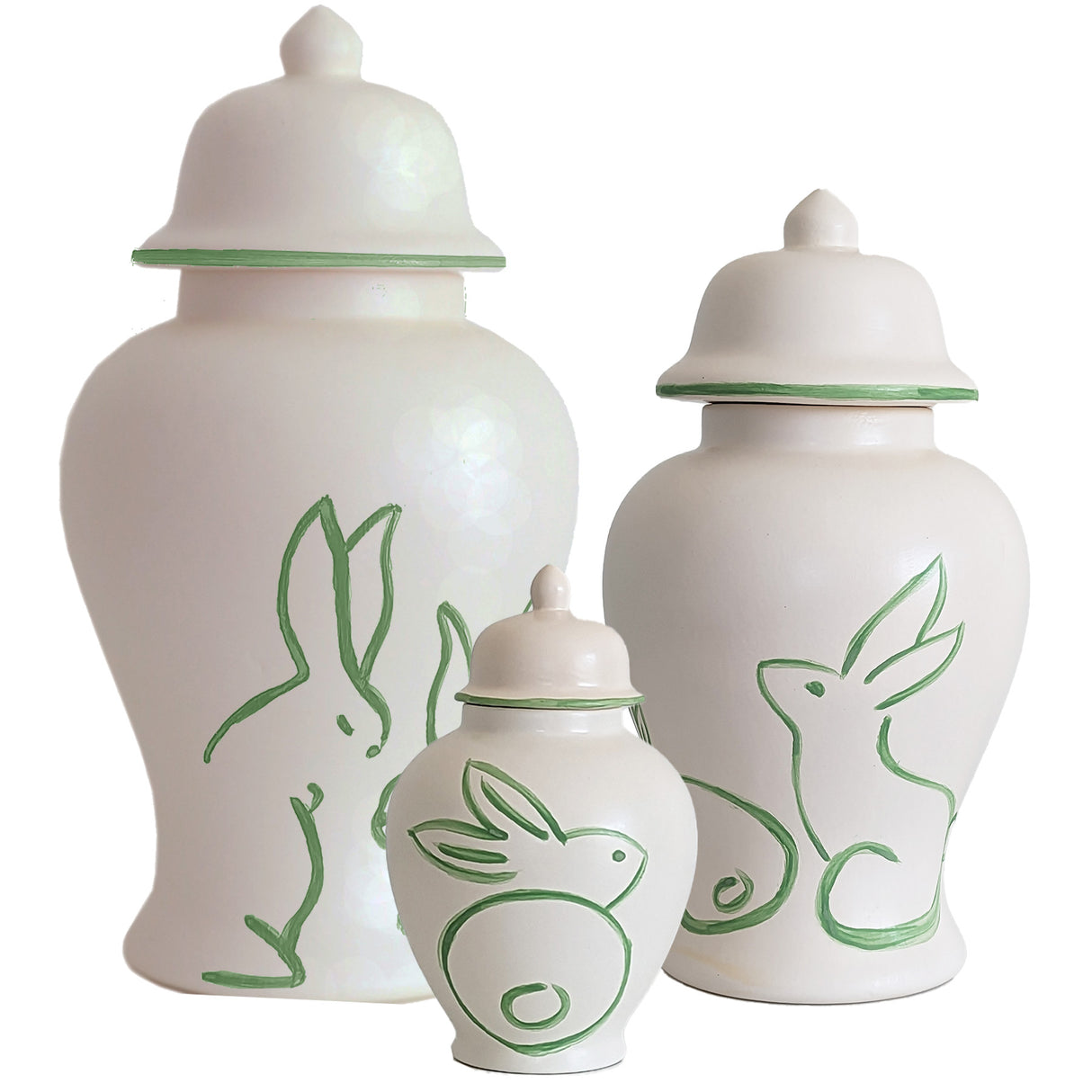 Brushstroke Bunnies Ginger Jars in 4 Colors | Wholesale