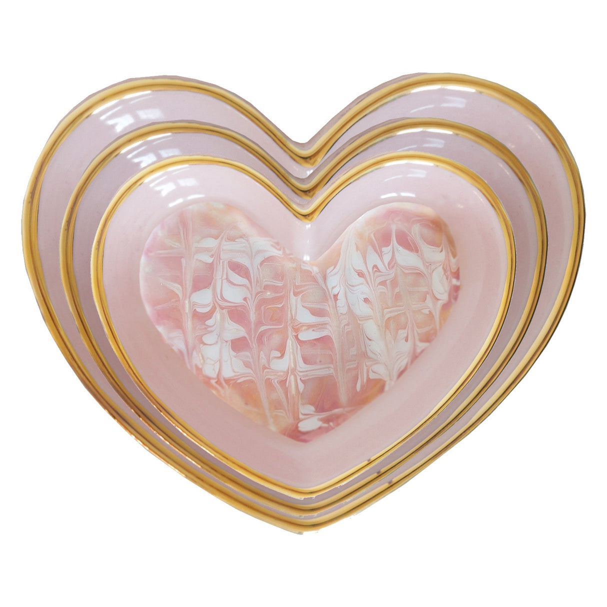 Marbled Heart Trays with 22K Gold Accents | Wholesale