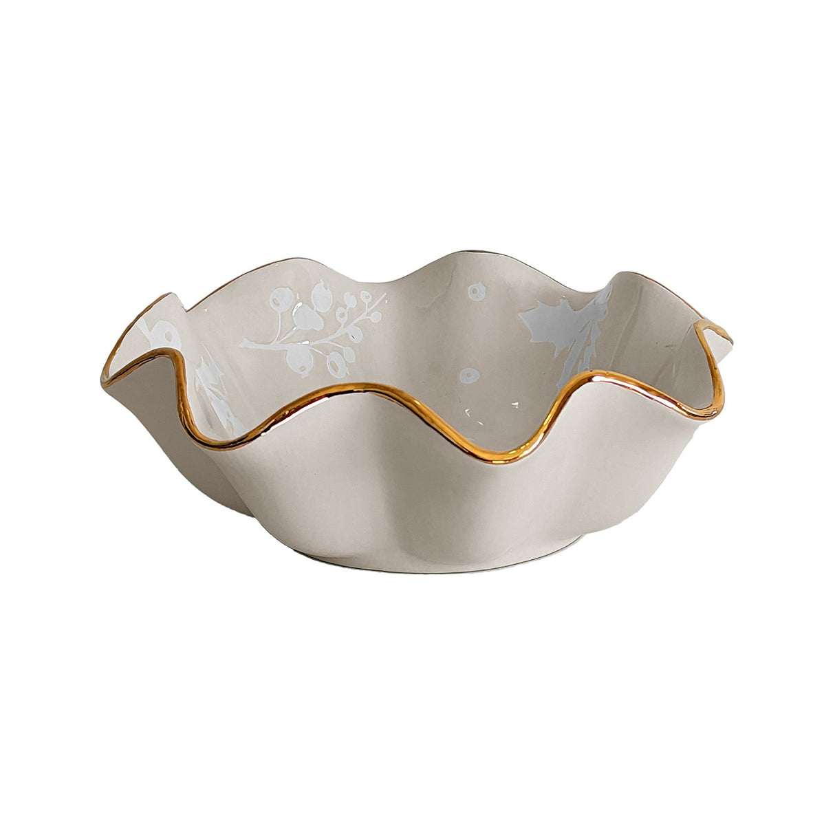 Deck the Halls Scalloped Bowls with 22K Gold Accent in 8 Colors | Wholesale