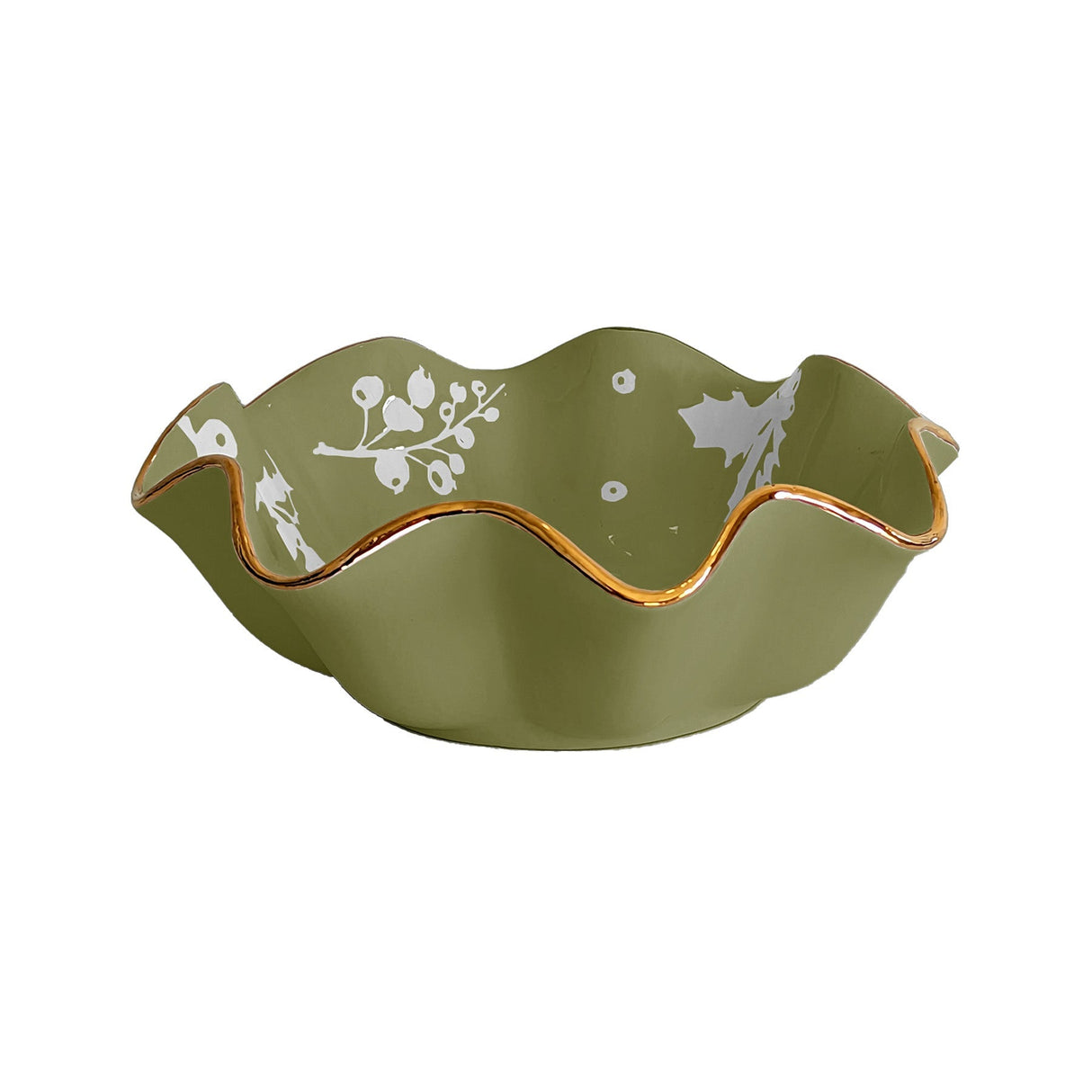 Deck the Halls Scalloped Bowls with 22K Gold Accent in 8 Colors | Wholesale