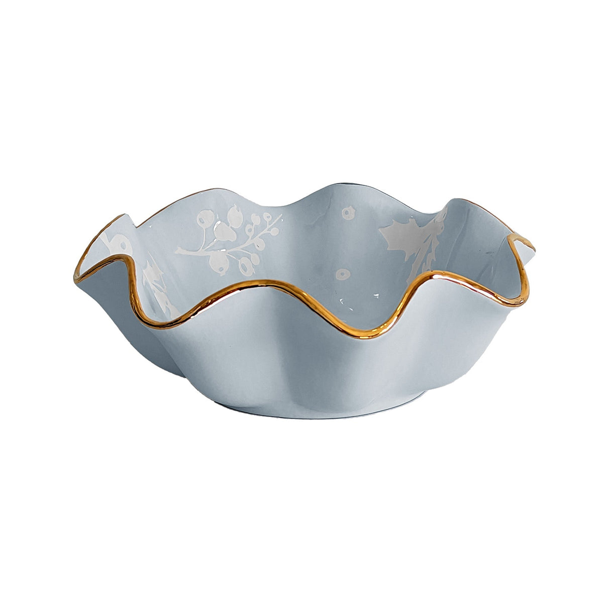 Deck the Halls Scalloped Bowls with 22K Gold Accent in 8 Colors | Wholesale