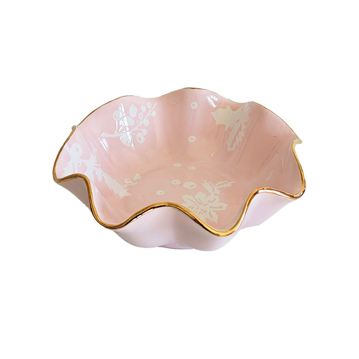 Deck the Halls Scalloped Bowls with 22K Gold Accent in 8 Colors | Wholesale