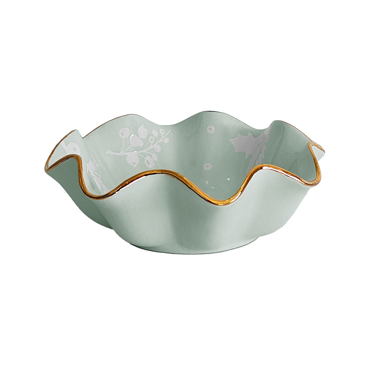 Deck the Halls Scalloped Bowls with 22K Gold Accent in 8 Colors | Wholesale