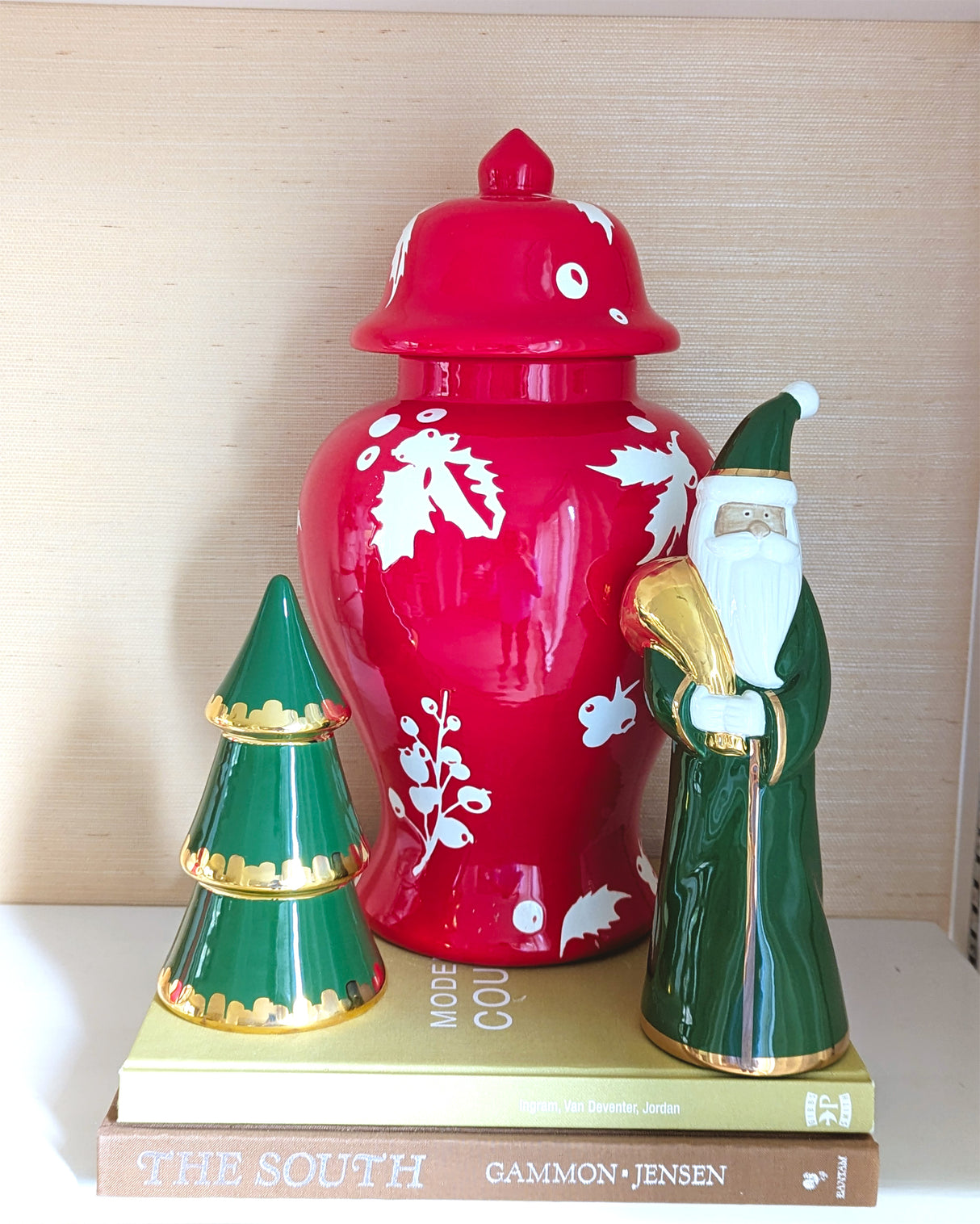 Holiday Green Santa with 22K Gold Accents