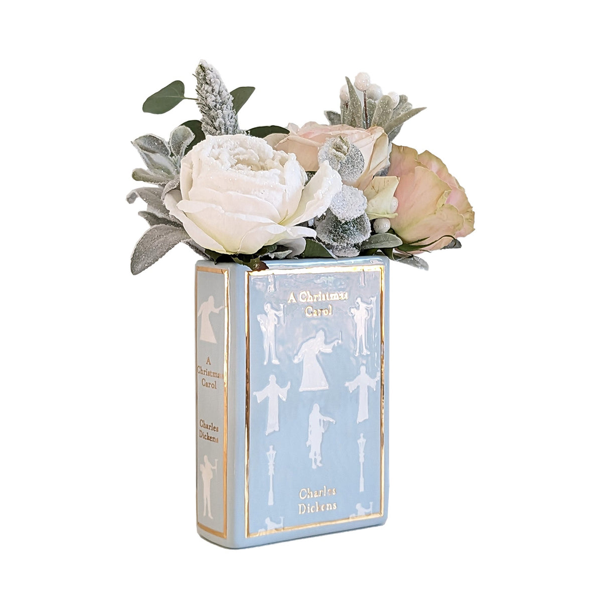 Christmas Classics Book Vase- A Christmas Carol in Hydrangea Light Blue | Wholesale