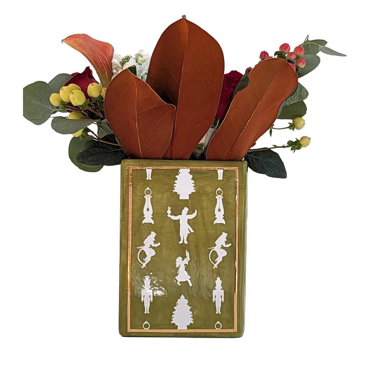 Christmas Classics Book Vase- The Nutcracker and the Mouse King in Moss Green | Wholesale
