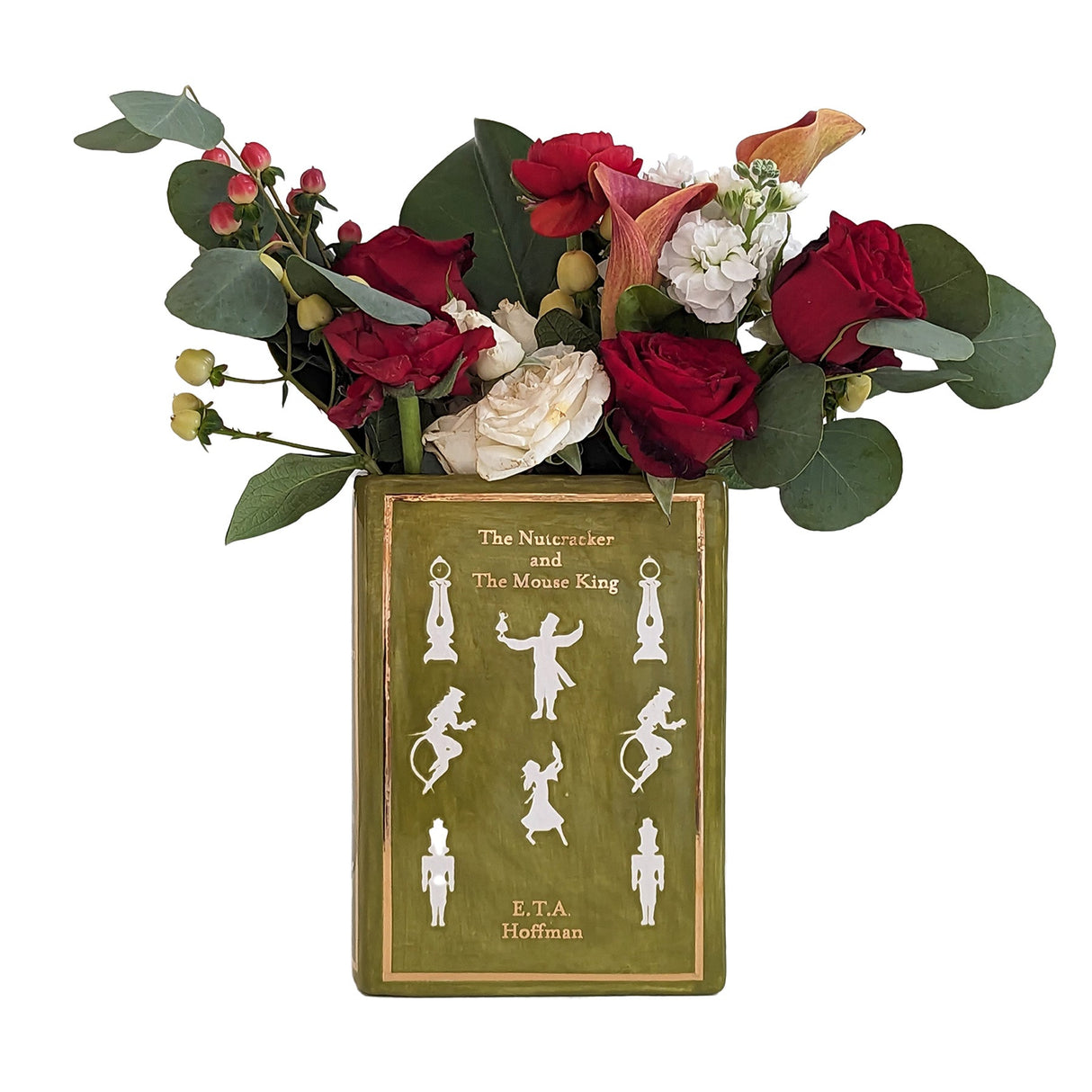Christmas Classics Book Vase- The Nutcracker and the Mouse King in Moss Green | Wholesale
