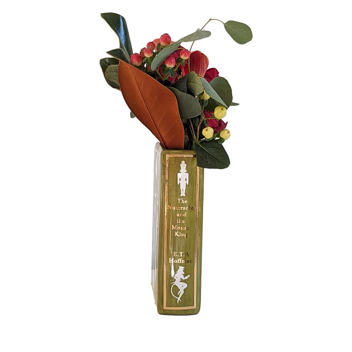 Christmas Classics Book Vase- The Nutcracker and the Mouse King in Moss Green | Wholesale