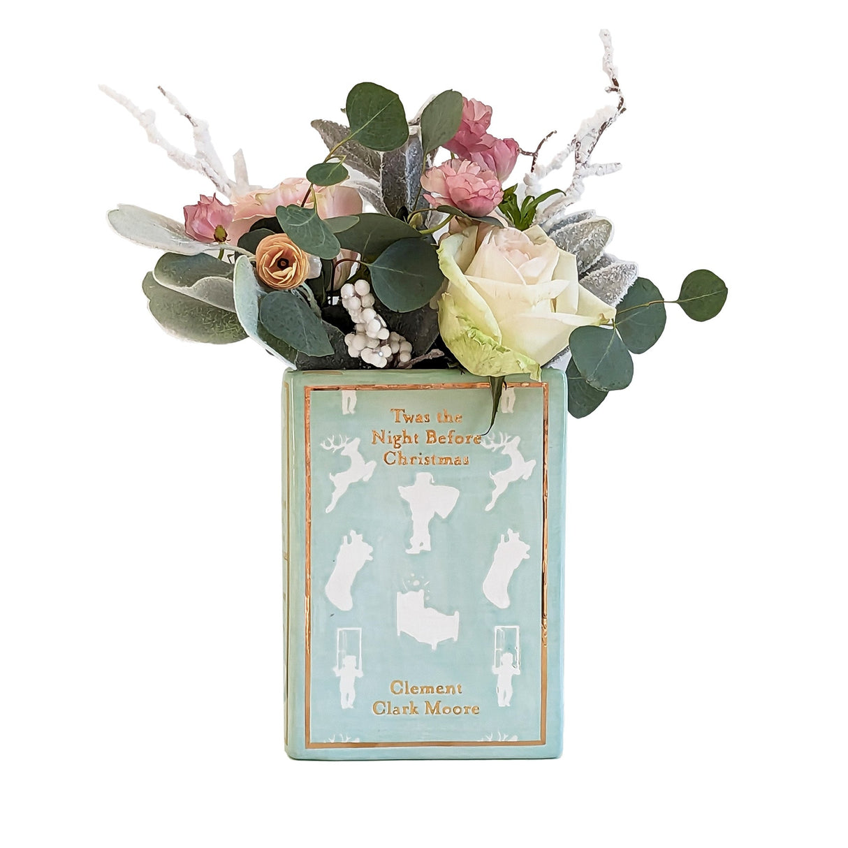 Christmas Classics Book Vase- 'Twas the Night Before Christmas in Sea Glass Green | Wholesale