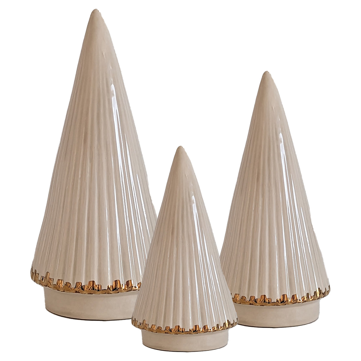 Fluted Christmas Trees with 22k Gold Accents in 10 Colors | Wholesale