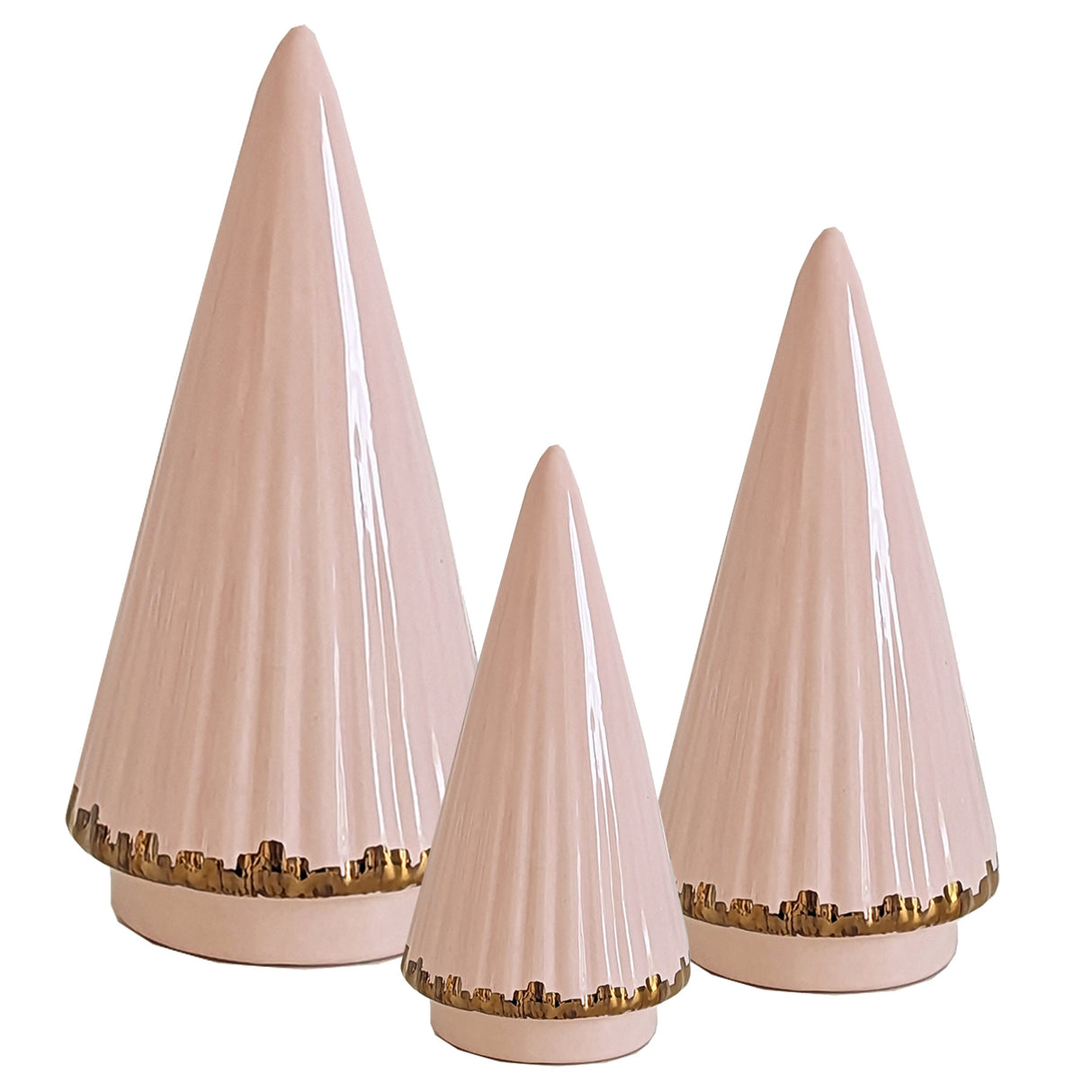Fluted Christmas Trees with 22k Gold Accents in 10 Colors | Wholesale