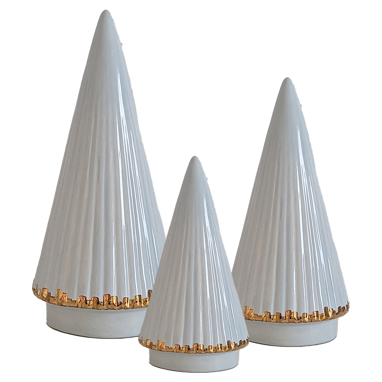 Fluted Christmas Trees with 22k Gold Accents in 10 Colors | Wholesale