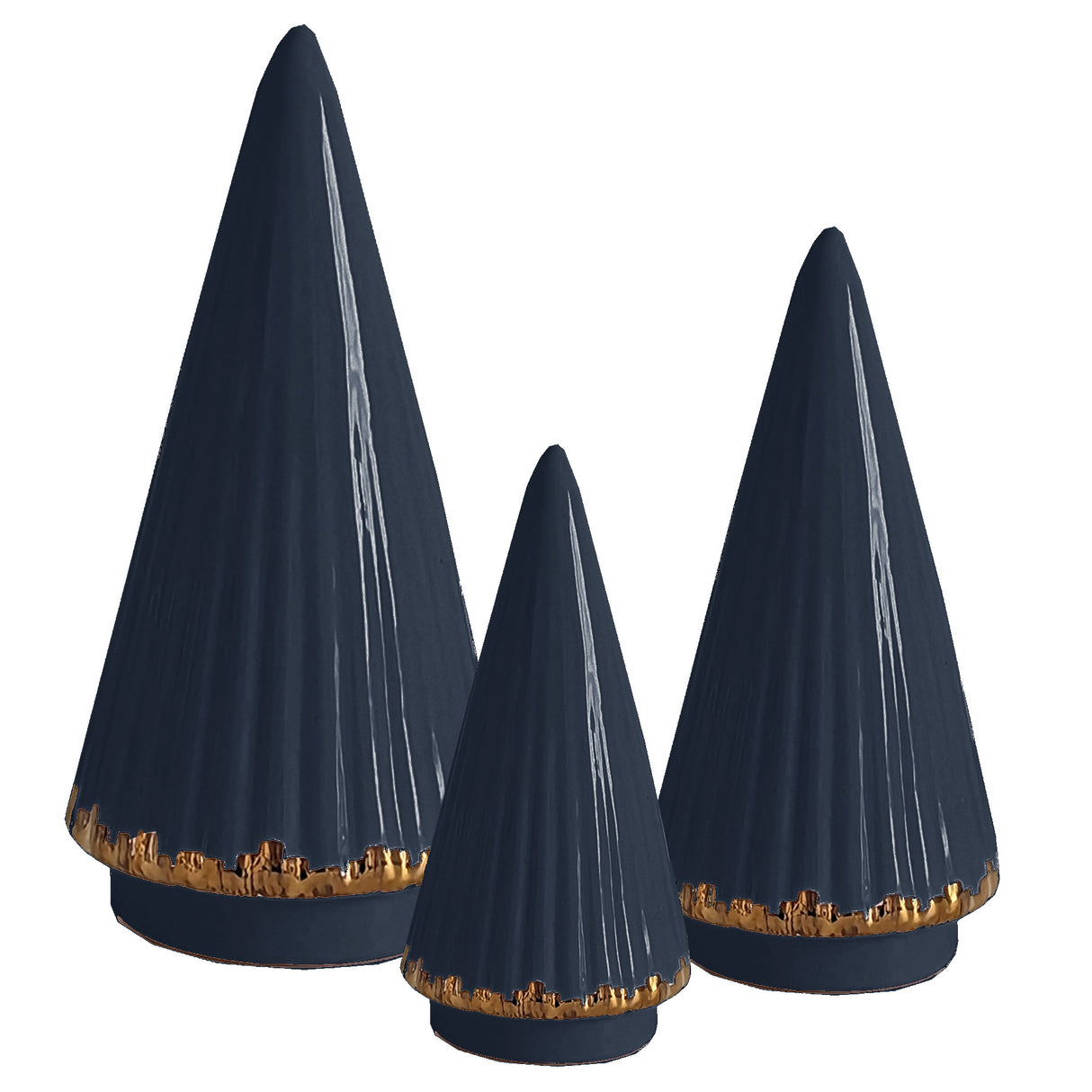 Fluted Christmas Trees with 22k Gold Accents in 10 Colors | Wholesale