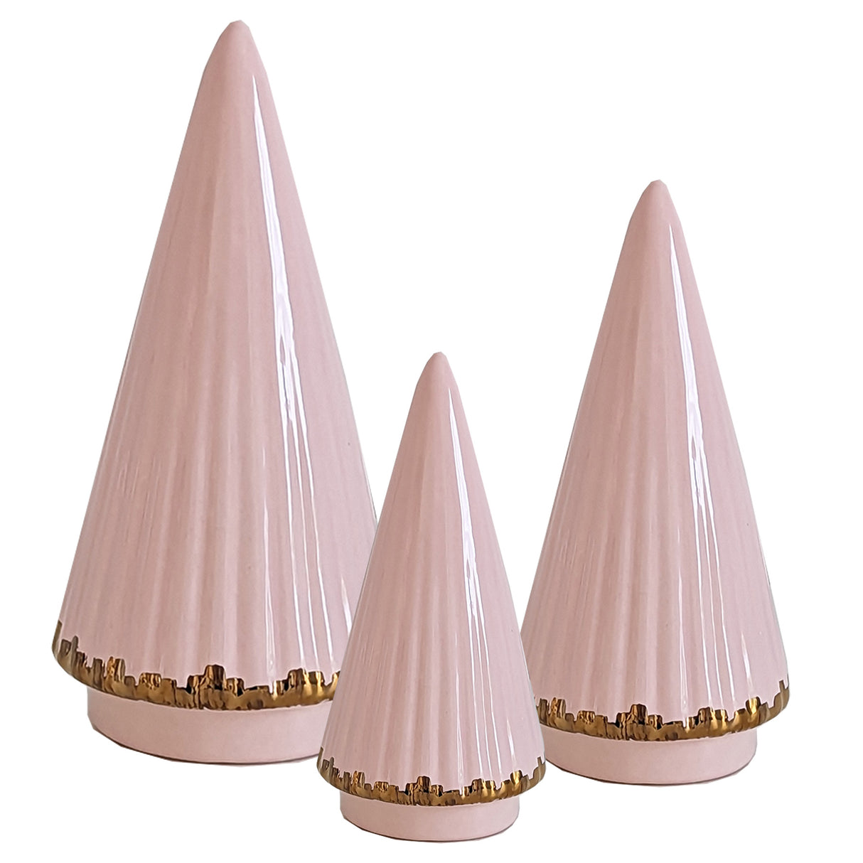 Fluted Christmas Trees with 22k Gold Accents in 10 Colors | Wholesale