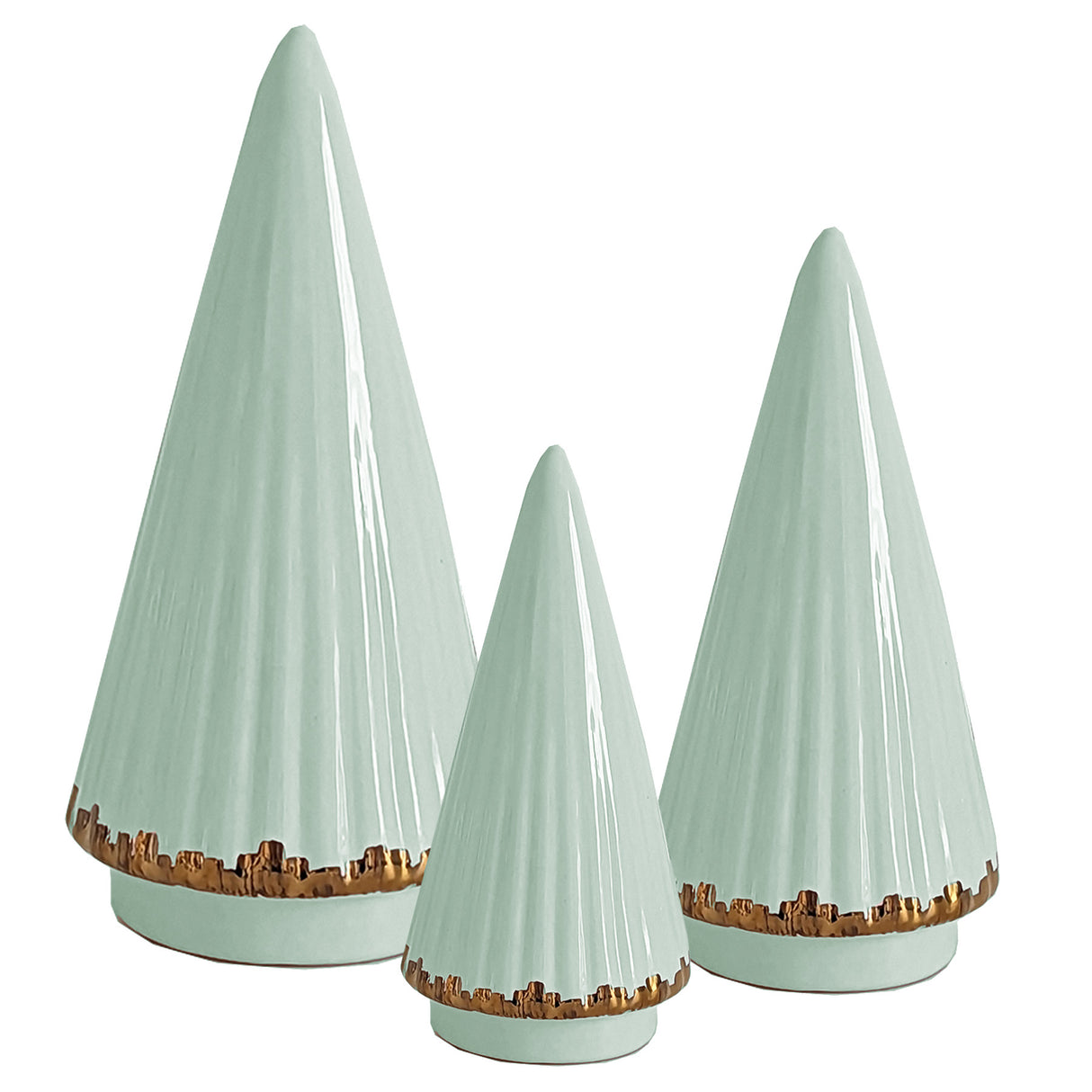 Fluted Christmas Trees with 22k Gold Accents in 10 Colors | Wholesale