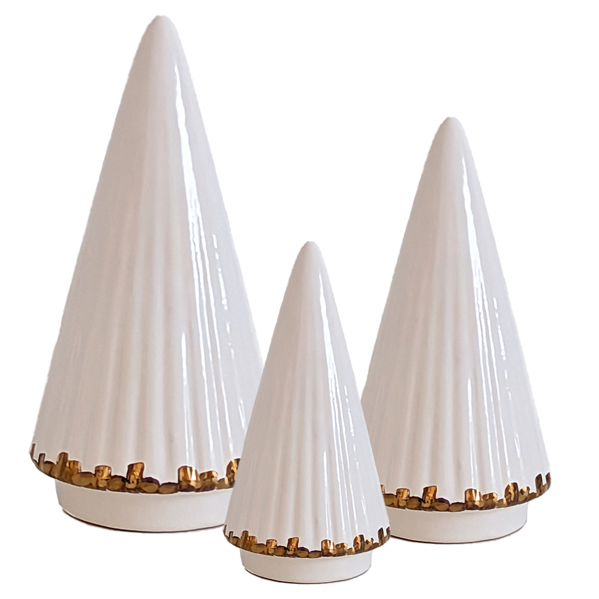 Fluted Christmas Trees with 22k Gold Accents in 10 Colors | Wholesale