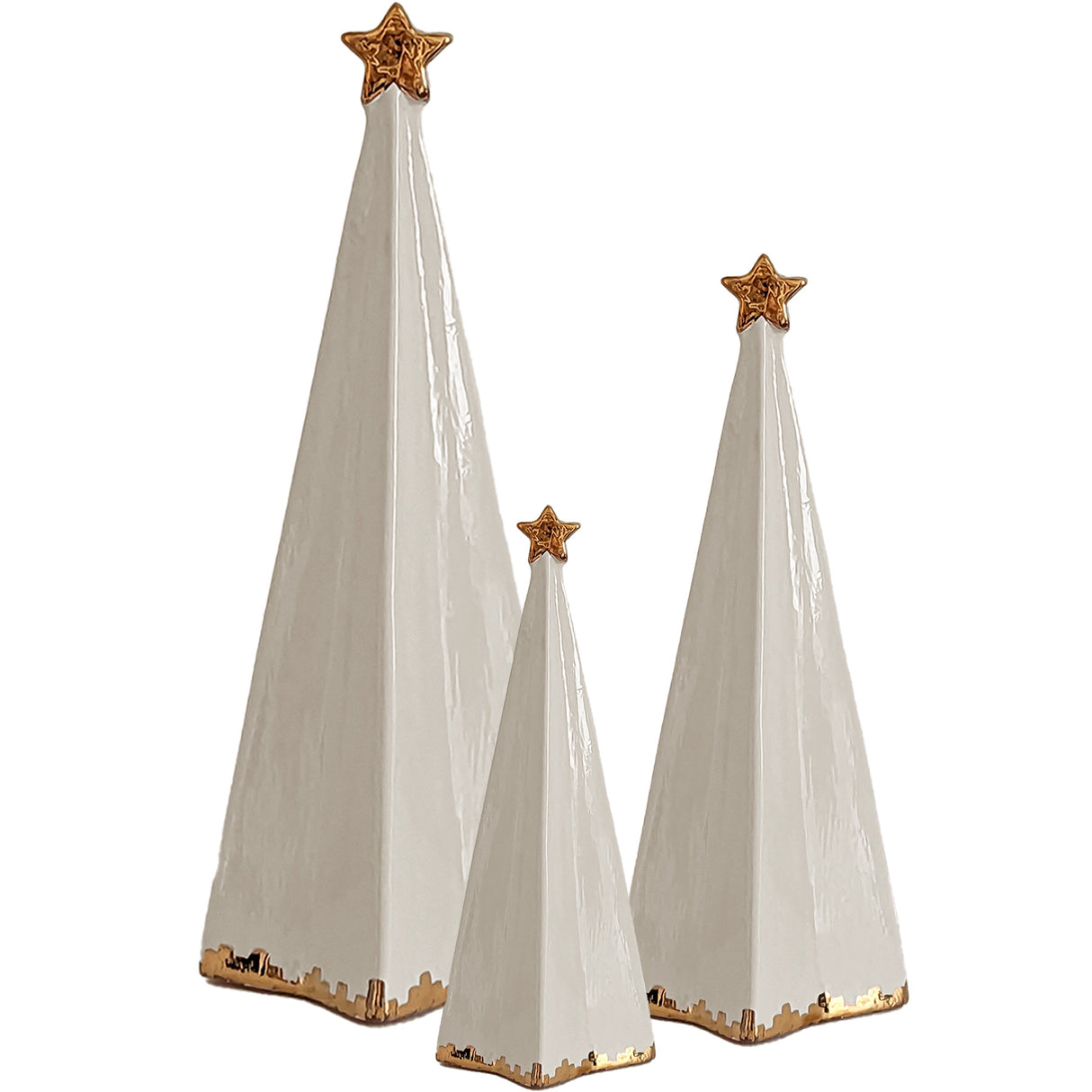 Folded Christmas Trees with 22K Gold Brushstroke Accent in 10 Colors | Wholesale