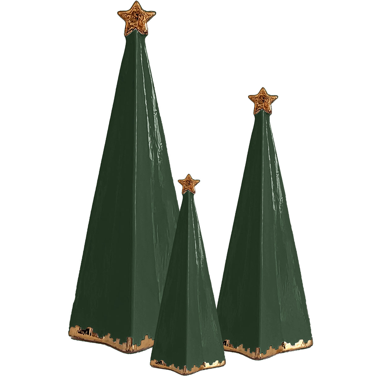 Folded Christmas Trees with 22K Gold Brushstroke Accent in 10 Colors | Wholesale