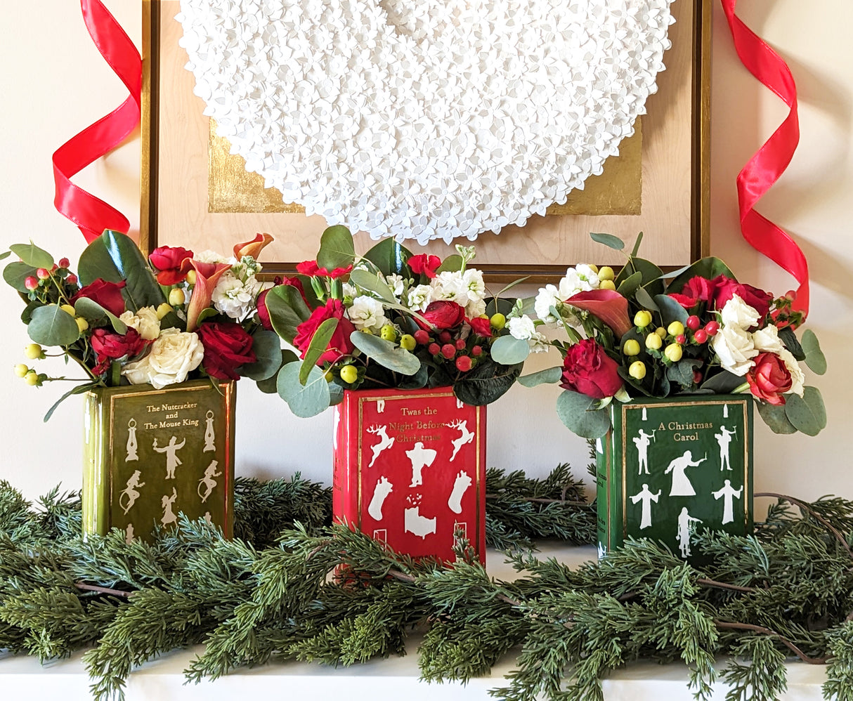 Christmas Classics Book Vase- A Christmas Carol in Holiday Green | Wholesale