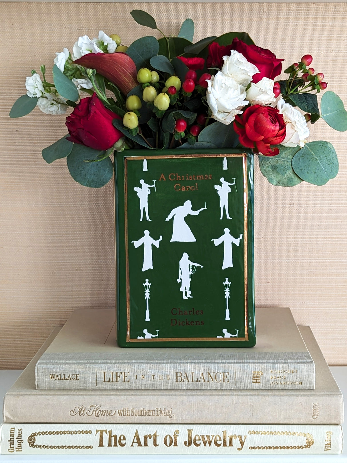 Christmas Classics Book Vase- A Christmas Carol in Holiday Green | Wholesale