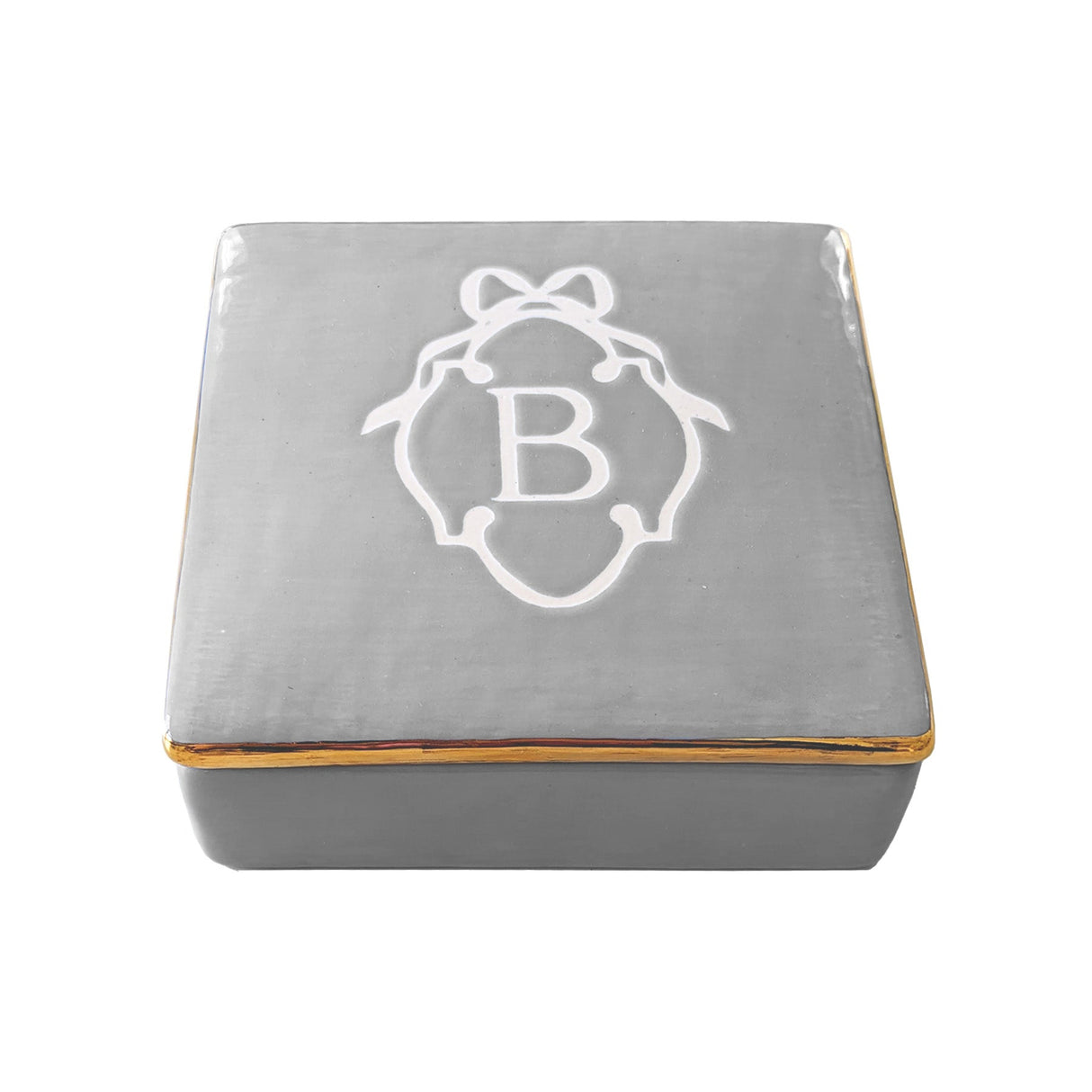 Bow Monogram Box with 22K Gold Accent