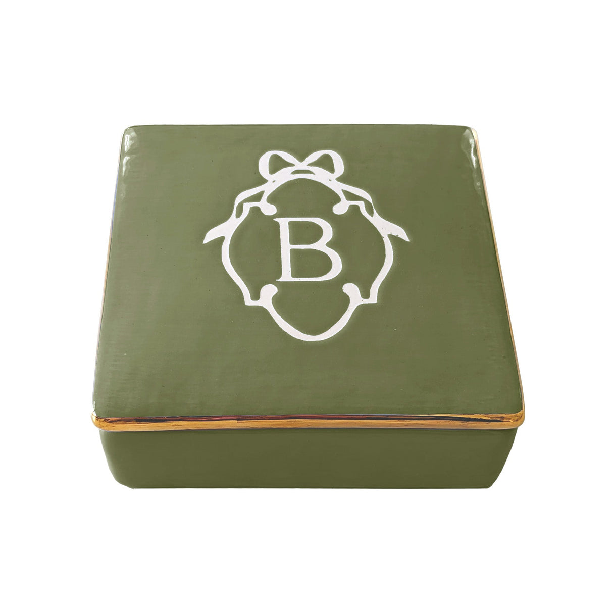 Bow Monogram Box with 22K Gold Accent
