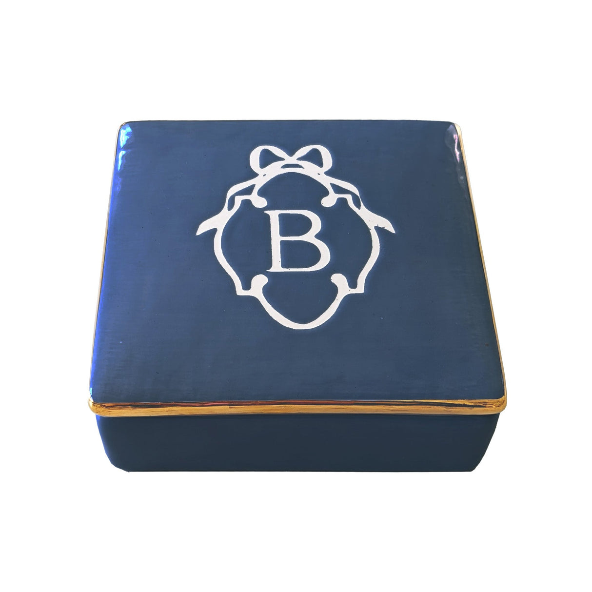 Bow Monogram Box with 22K Gold Accent