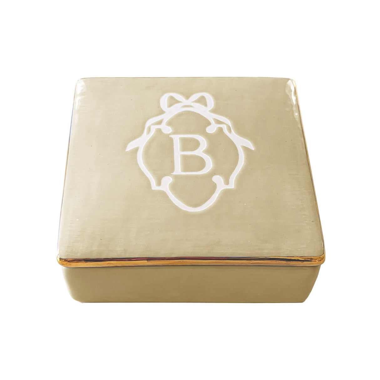 Bow Monogram Box with 22K Gold Accent