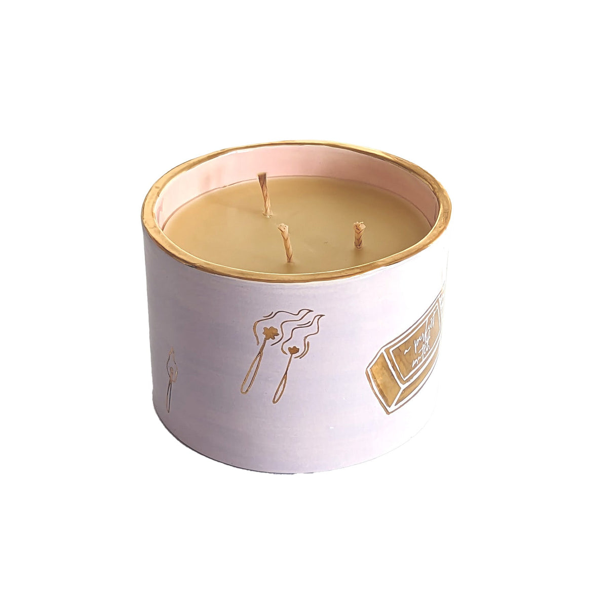 Perfect Match Pure Beeswax Candle with 22K Gold Accents | Wholesale