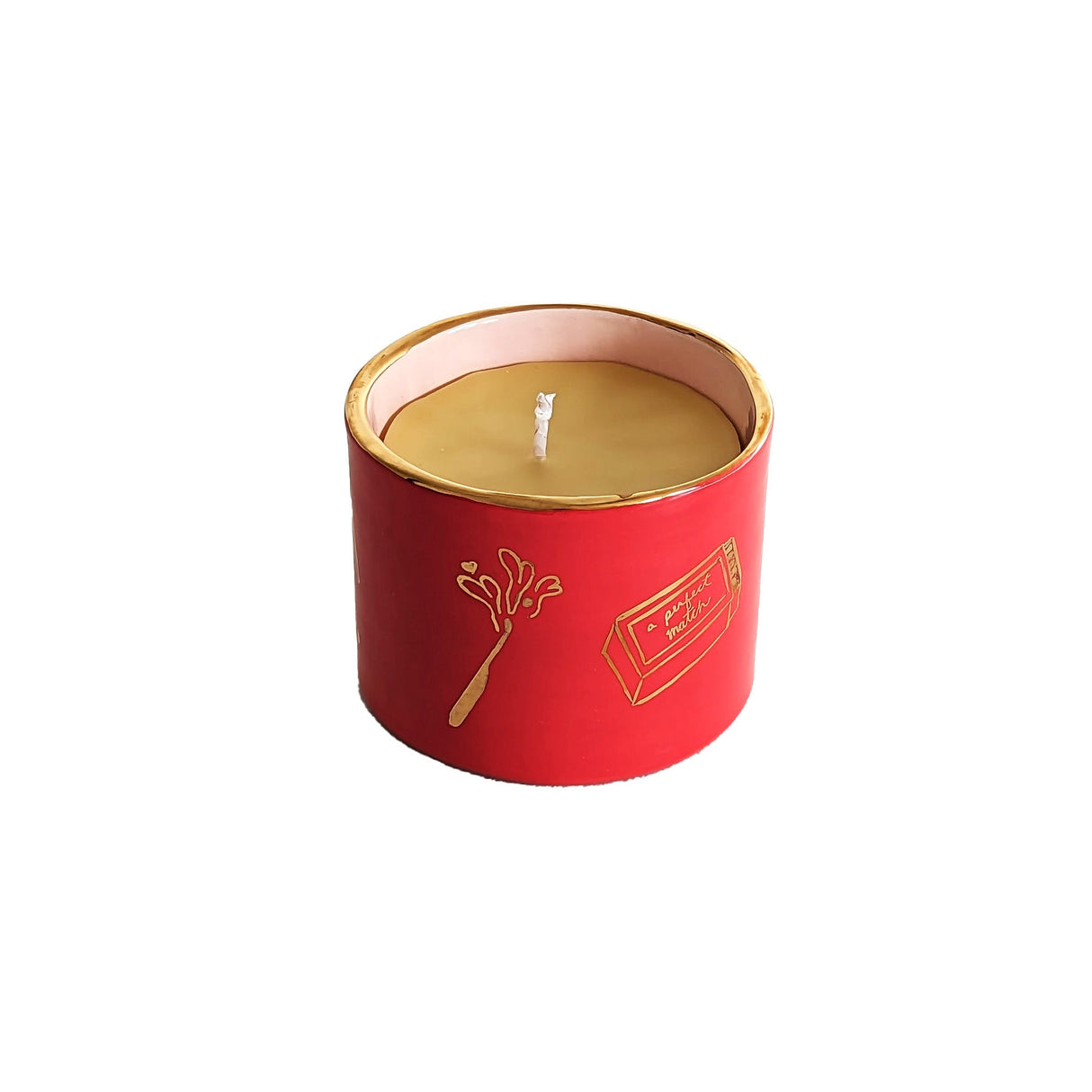 Perfect Match Pure Beeswax Candle with 22K Gold Accents | Wholesale