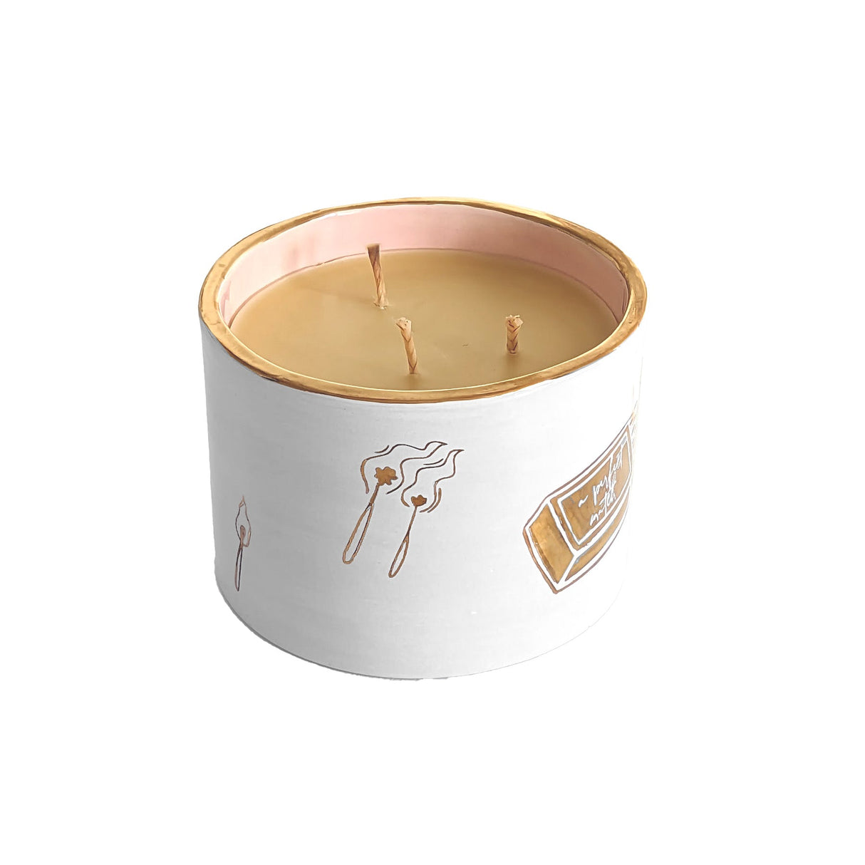 Perfect Match Pure Beeswax Candle with 22K Gold Accents | Wholesale